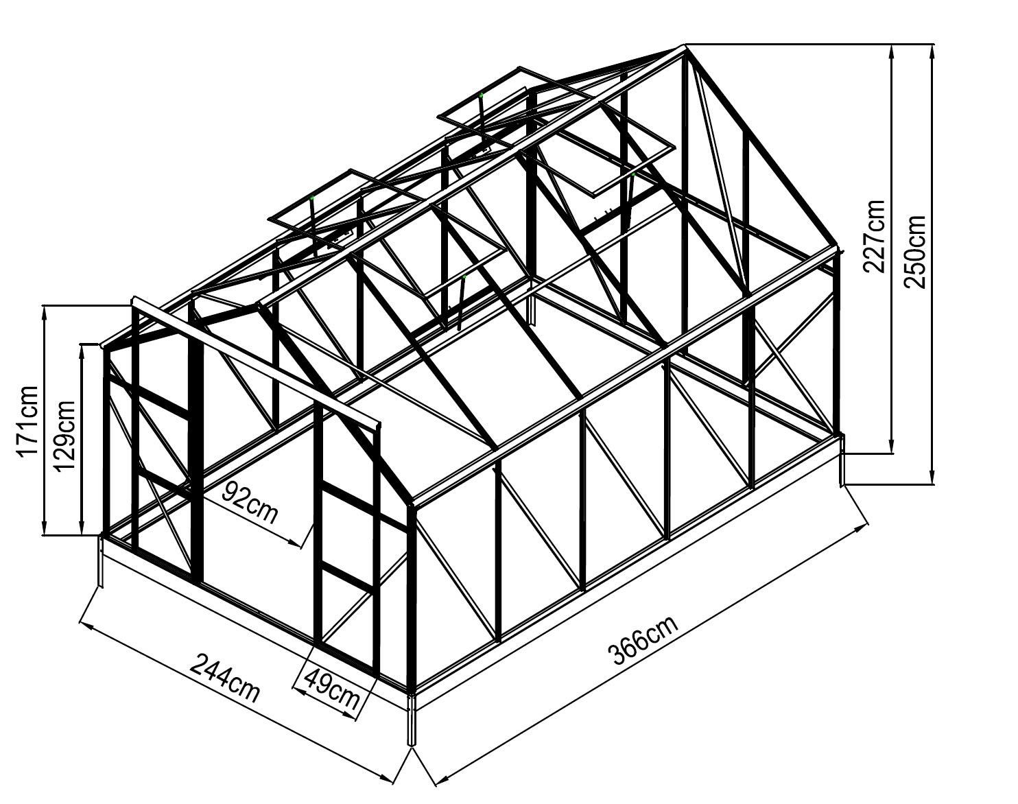 Växthus 8,9m² | Hög odlingshöjd | 6 mm kanalplast Växthus 8,9m² | Hög odlingshöjd | 6 mm kanalplast