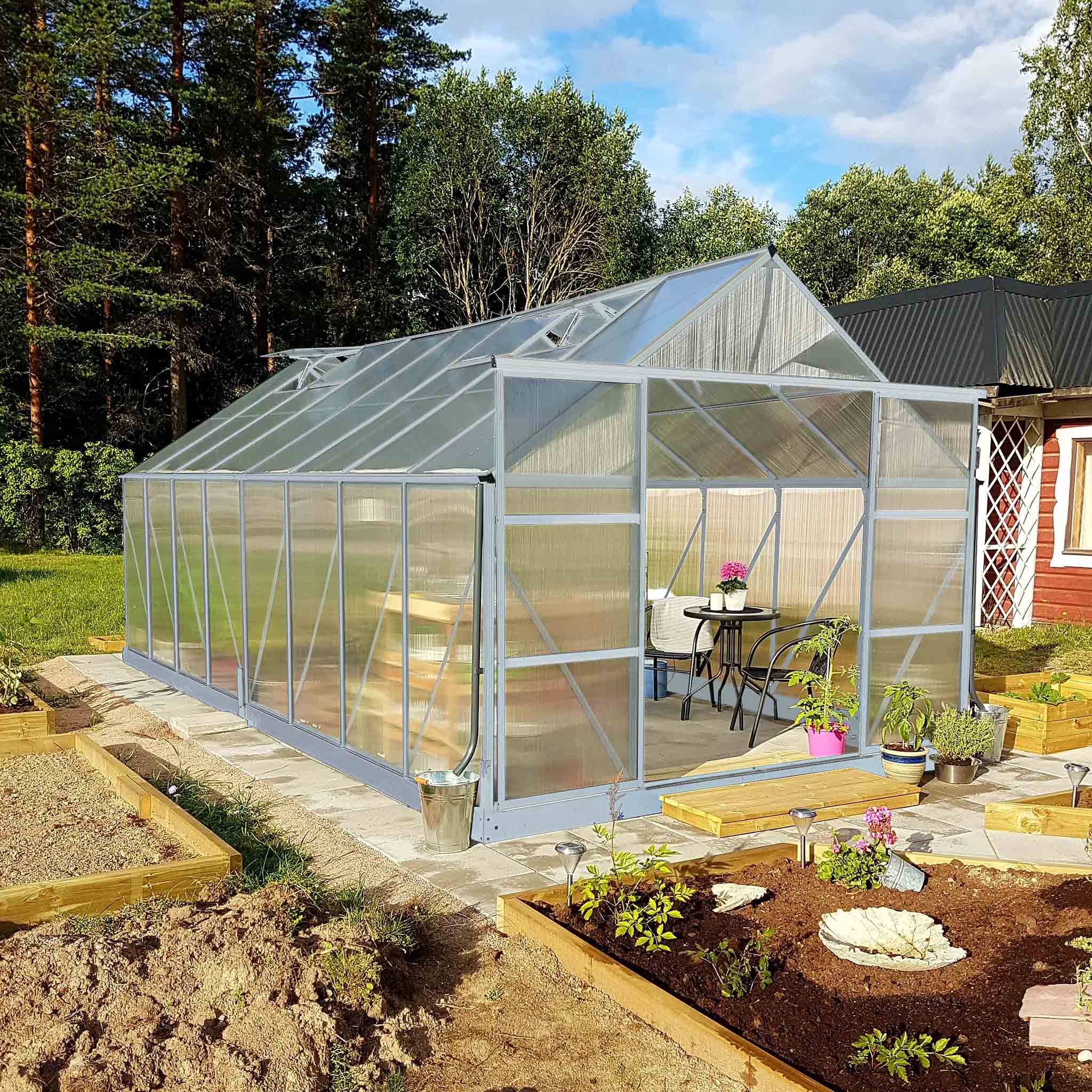 Växthus 18m² Premium | Extra hög odlingshöjd | 6mm kanalplast Växthus 18m² Premium | Extra hög odlingshöjd | 6mm kanalplast