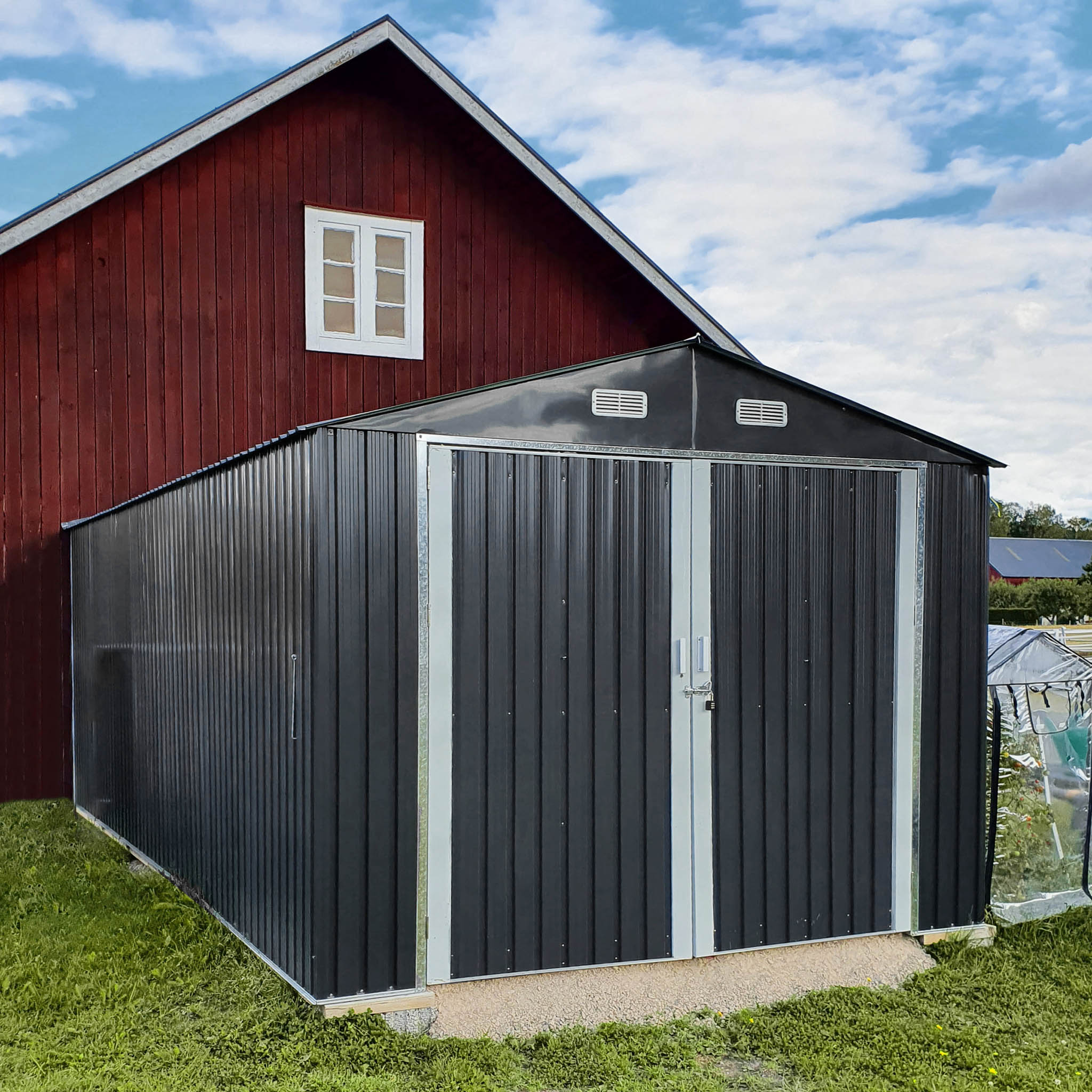 Pl�tgarage 18m� | Dubbel d�rr |�Komplett byggsats