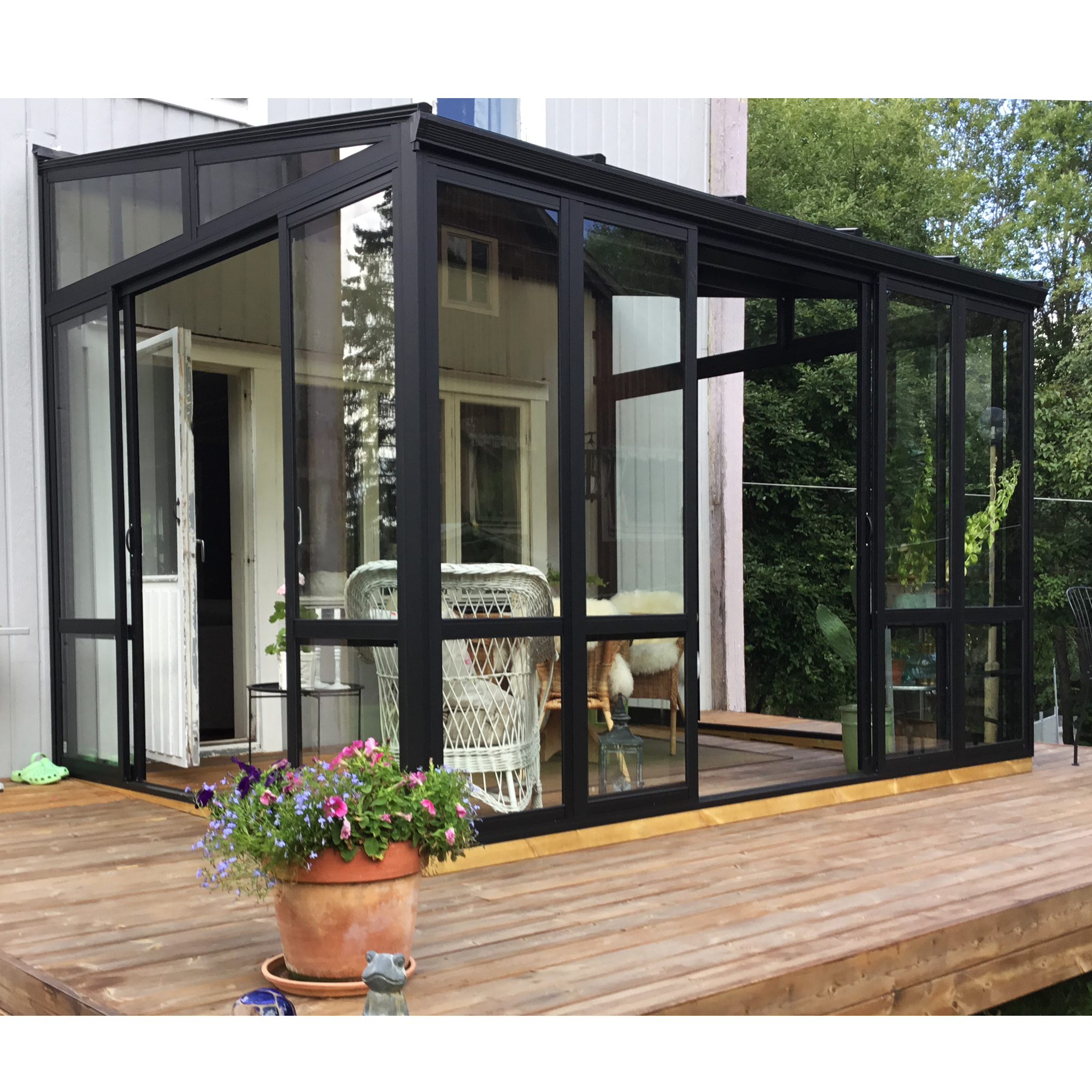 Uterum 10,7m² | Säkerhetsglas och kanalplast | Aluminiumstomme | Svart Uterum 10,7m² | Säkerhetsglas och kanalplast | Aluminiumstomme | Svart