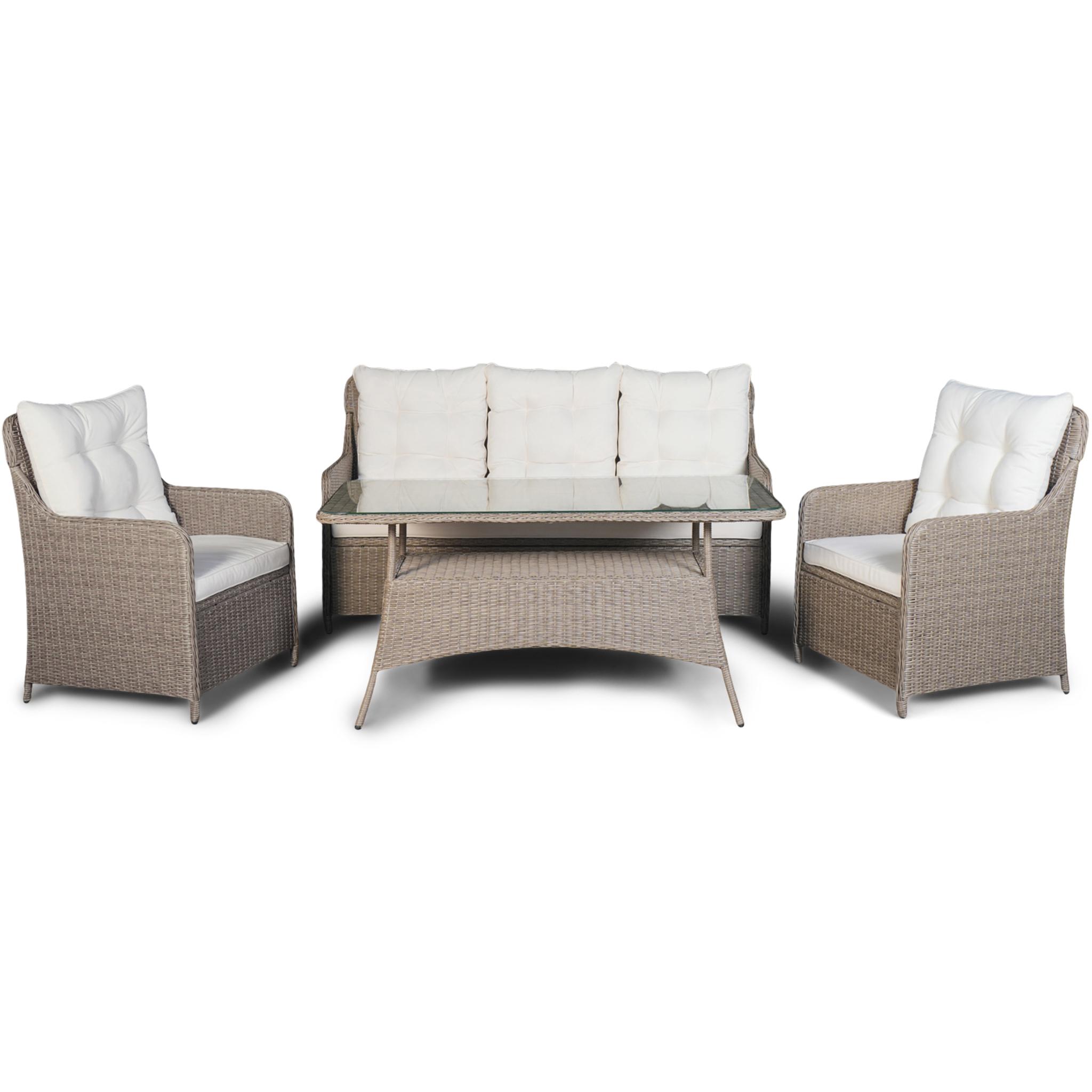 Loungegrupp utemöbler | Beige konstrotting | Rögrund Loungegrupp utemöbler | Beige konstrotting | Rögrund