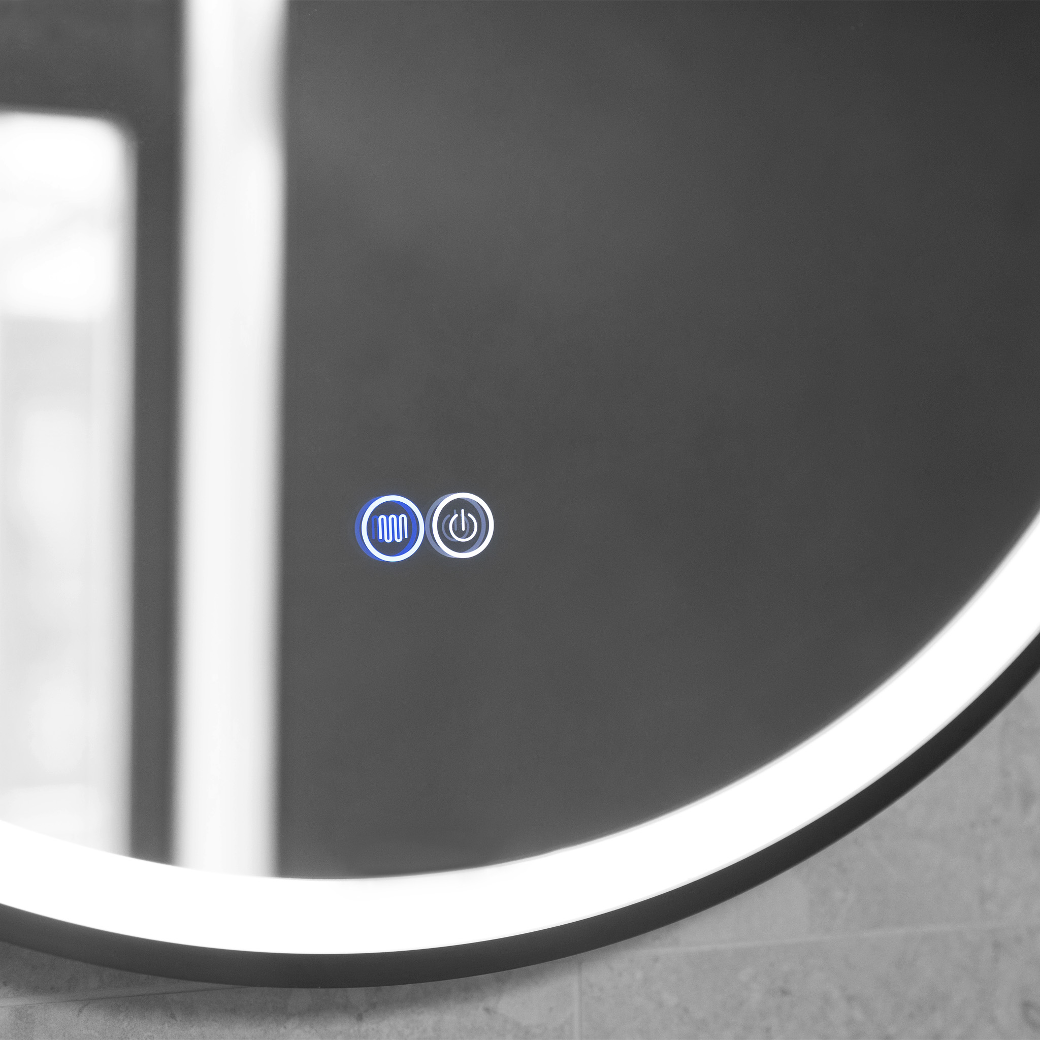 Rund spegel med h�ngrem | LED-belysning & anti-fog-funktion