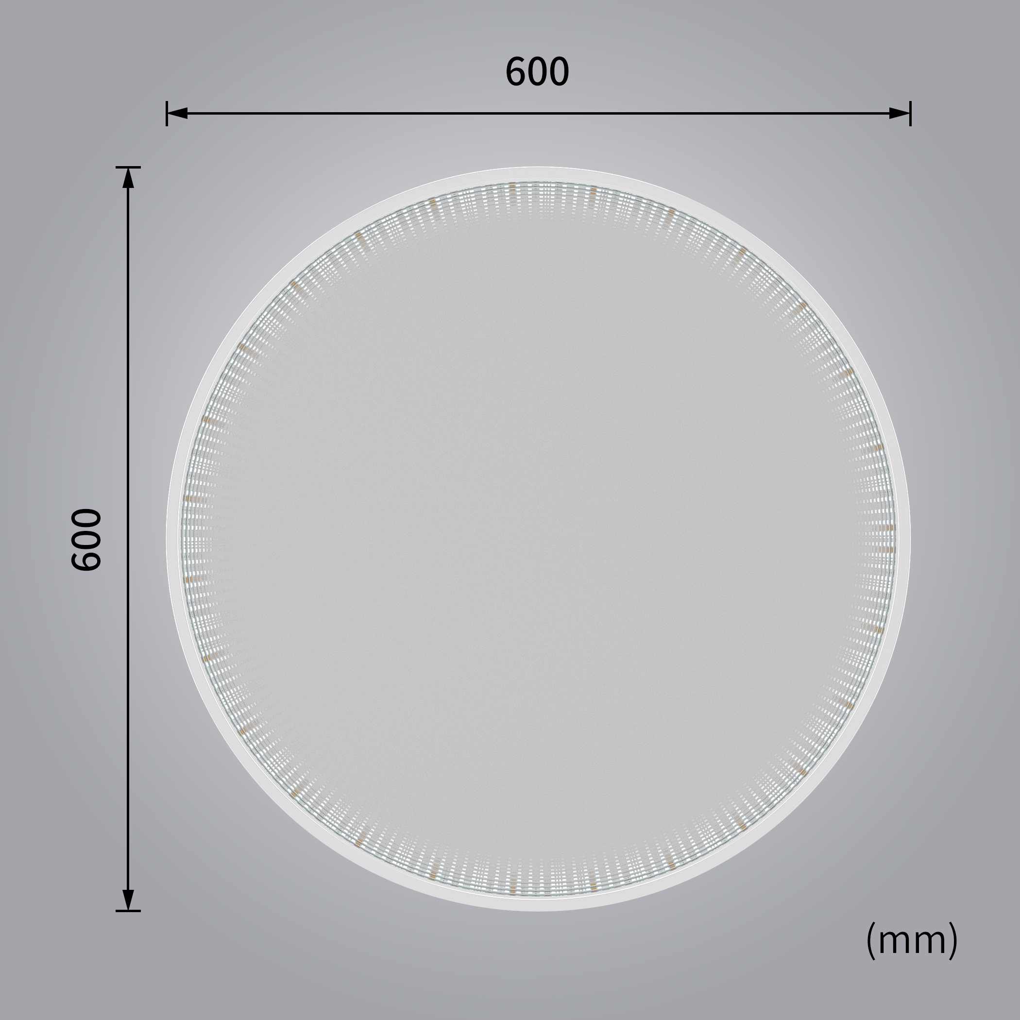 Tunnel-spegel | Silver aluminiumram | LED-belysning med dimmer | 800x800 mm