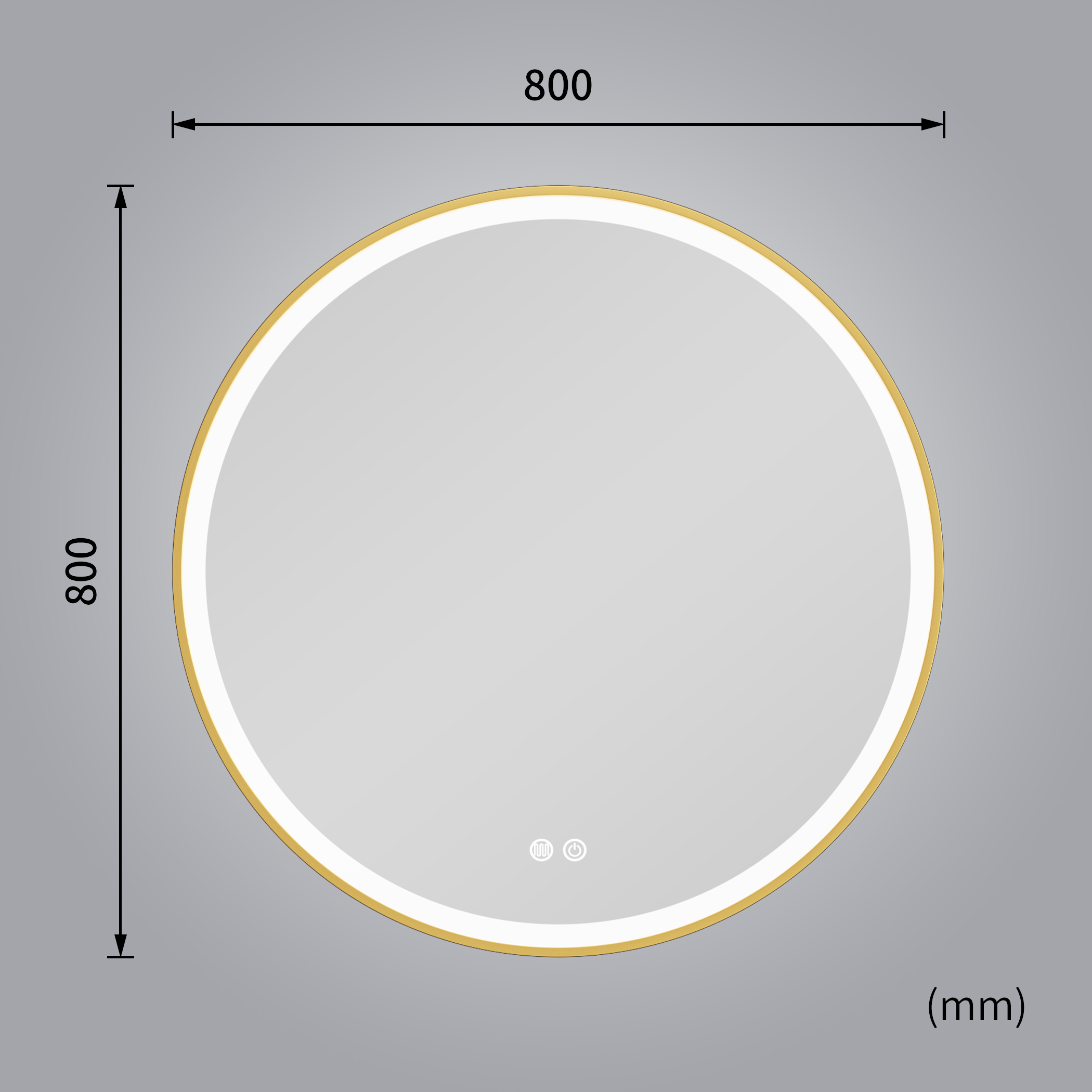 Stilren LED-spegel 80x80cm | Guldaluminiumram| Anti-fog & touch-styrning Stilren LED-spegel 80x80cm | Guldaluminiumram| Anti-fog & touch-styrning