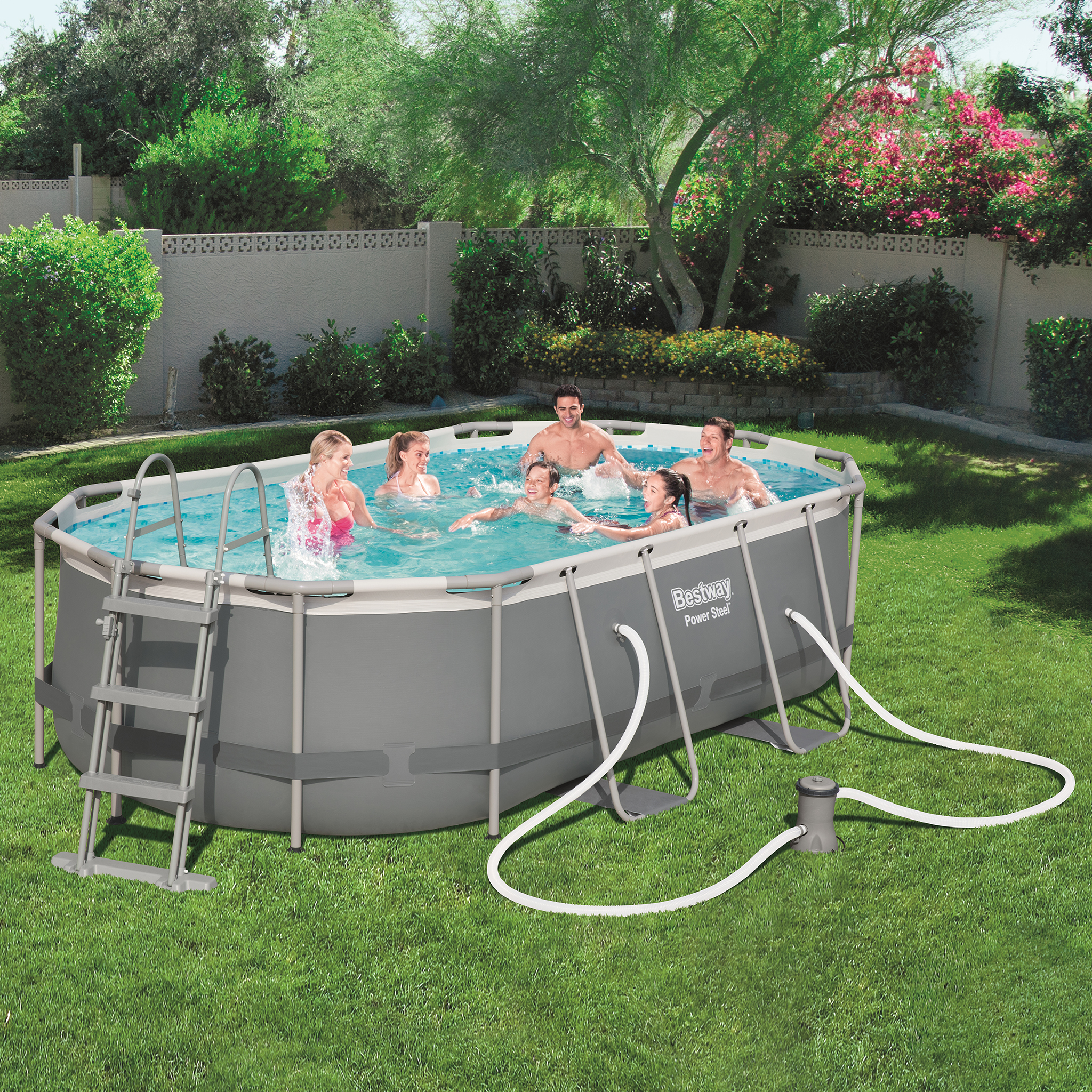 Bestway pool ovan mark 4,3x2,5m - 1m djup | Power Steel Oval (56620) Bestway pool ovan mark 4,3x2,5m - 1m djup | Power Steel Oval (56620)