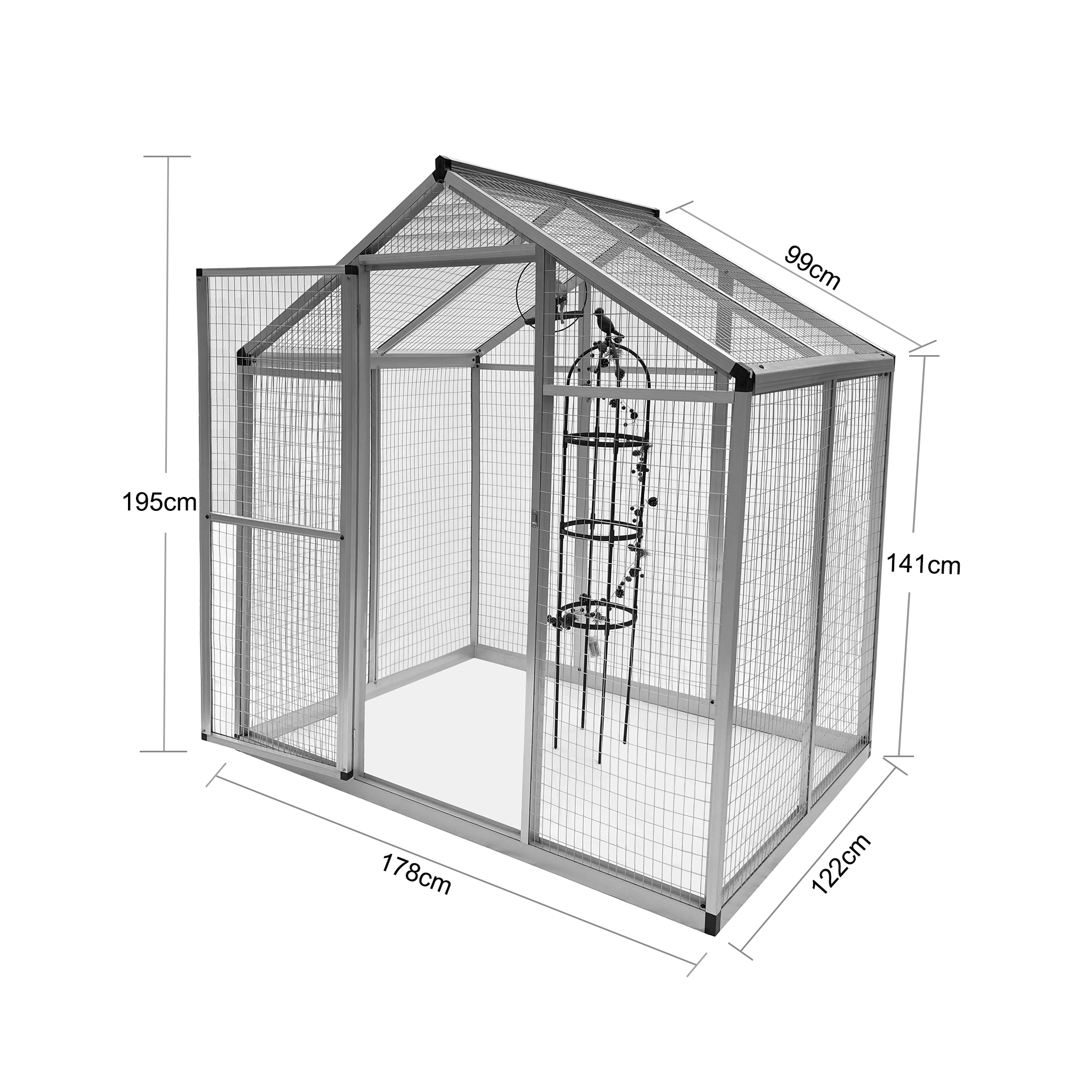 H�nshus | F�gelbur | Aluminium och J�rnn�t | 122x178x195cm