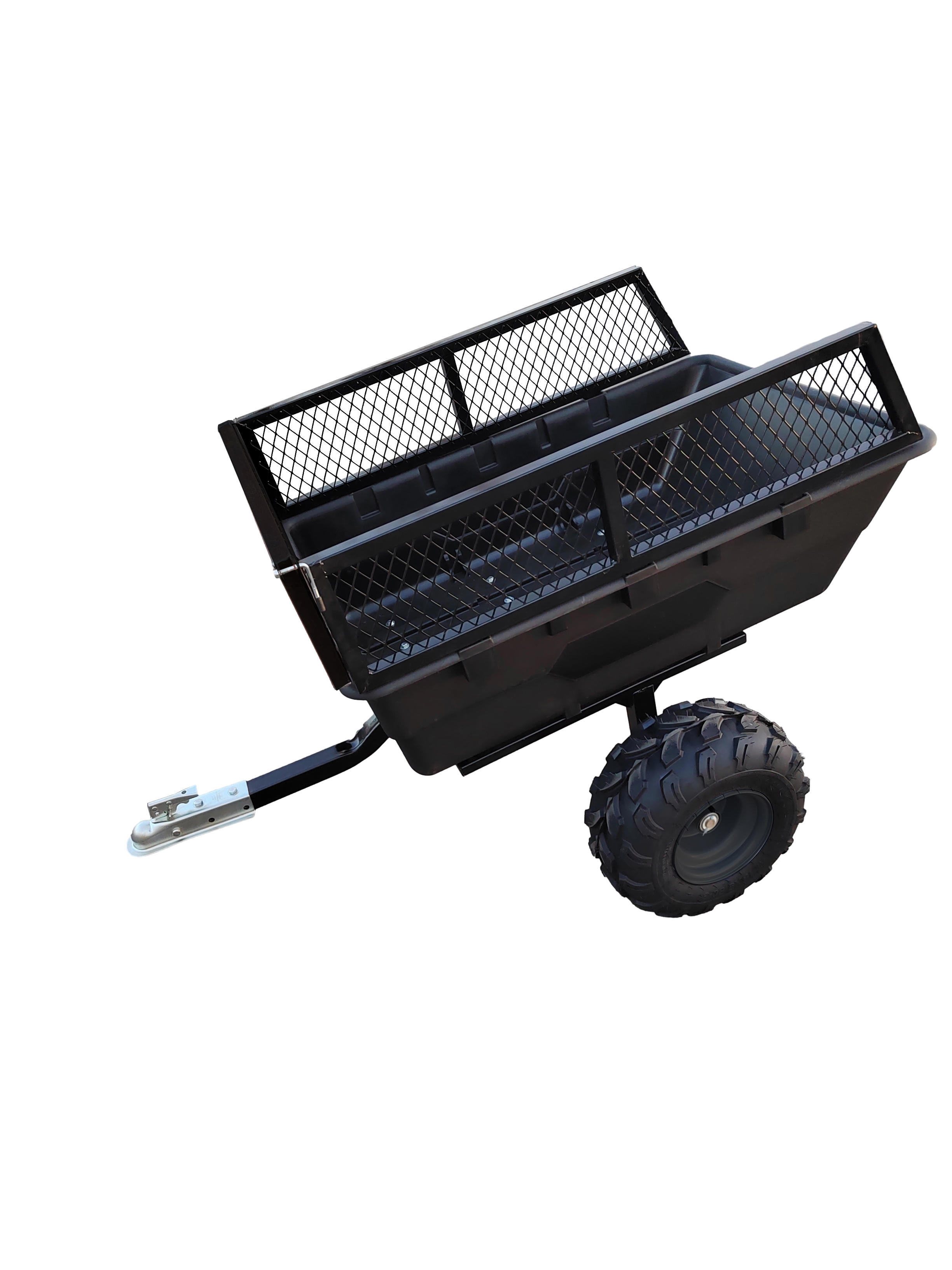 Robust ATV-Vagn med mesh | 700KG Lastkapacitet & terr�nghjul | Svart