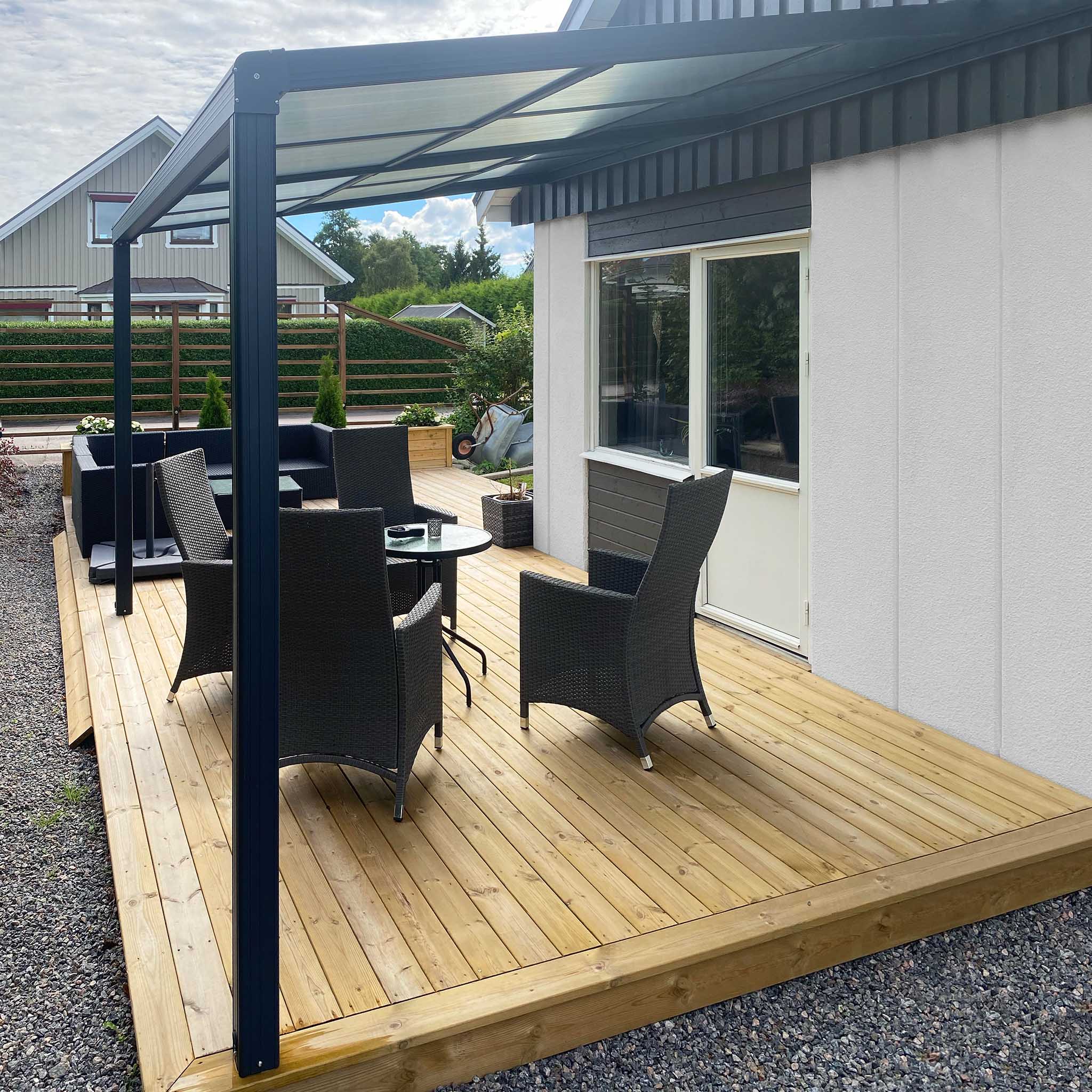 Slide roof veranda 3,9 x 3m | Skjutbart altantak | Kanalplast / Aluminium Slide roof veranda 3,9 x 3m | Skjutbart altantak | Kanalplast / Aluminium