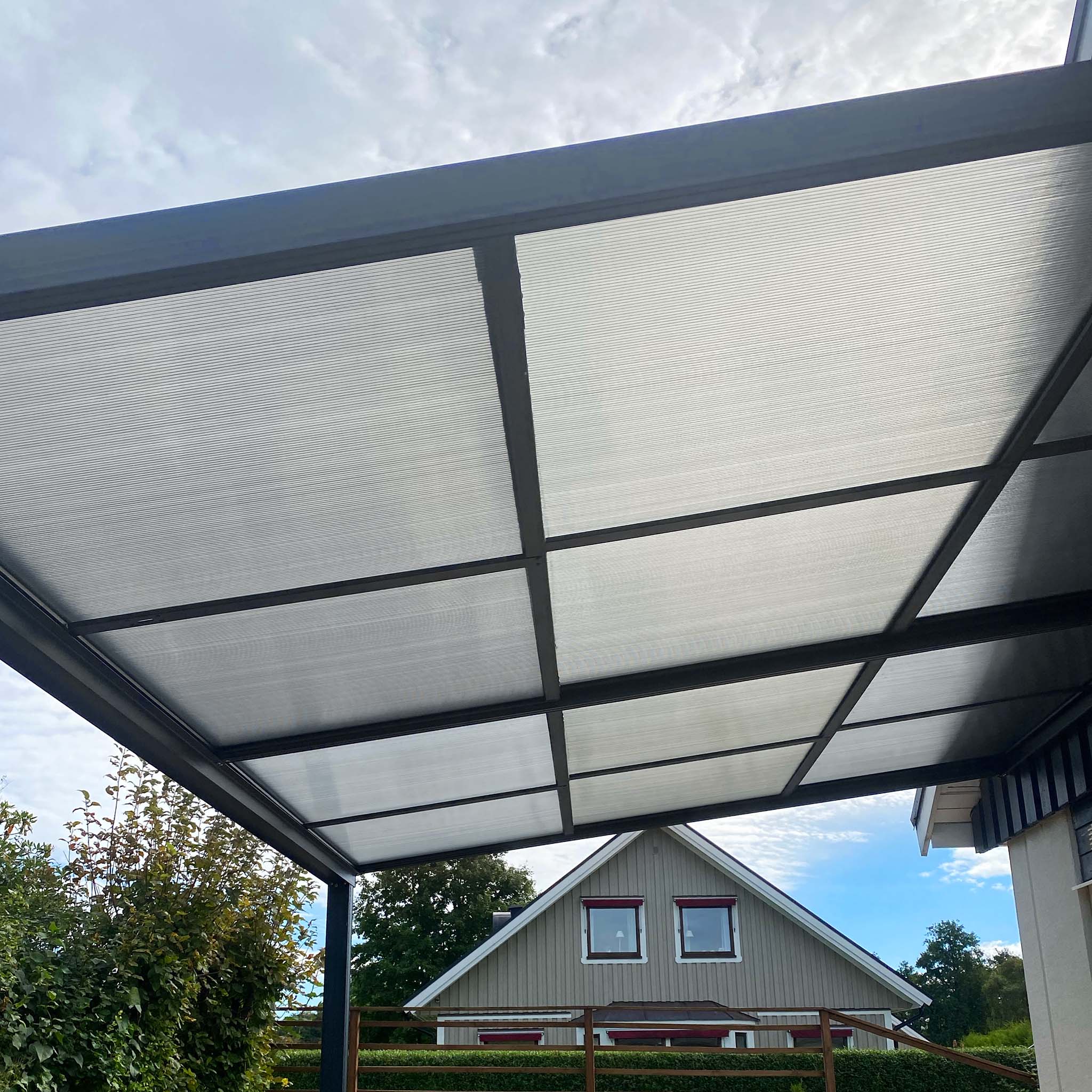 Slide roof veranda 3,9 x 3m | Skjutbart altantak | Kanalplast / Aluminium Slide roof veranda 3,9 x 3m | Skjutbart altantak | Kanalplast / Aluminium