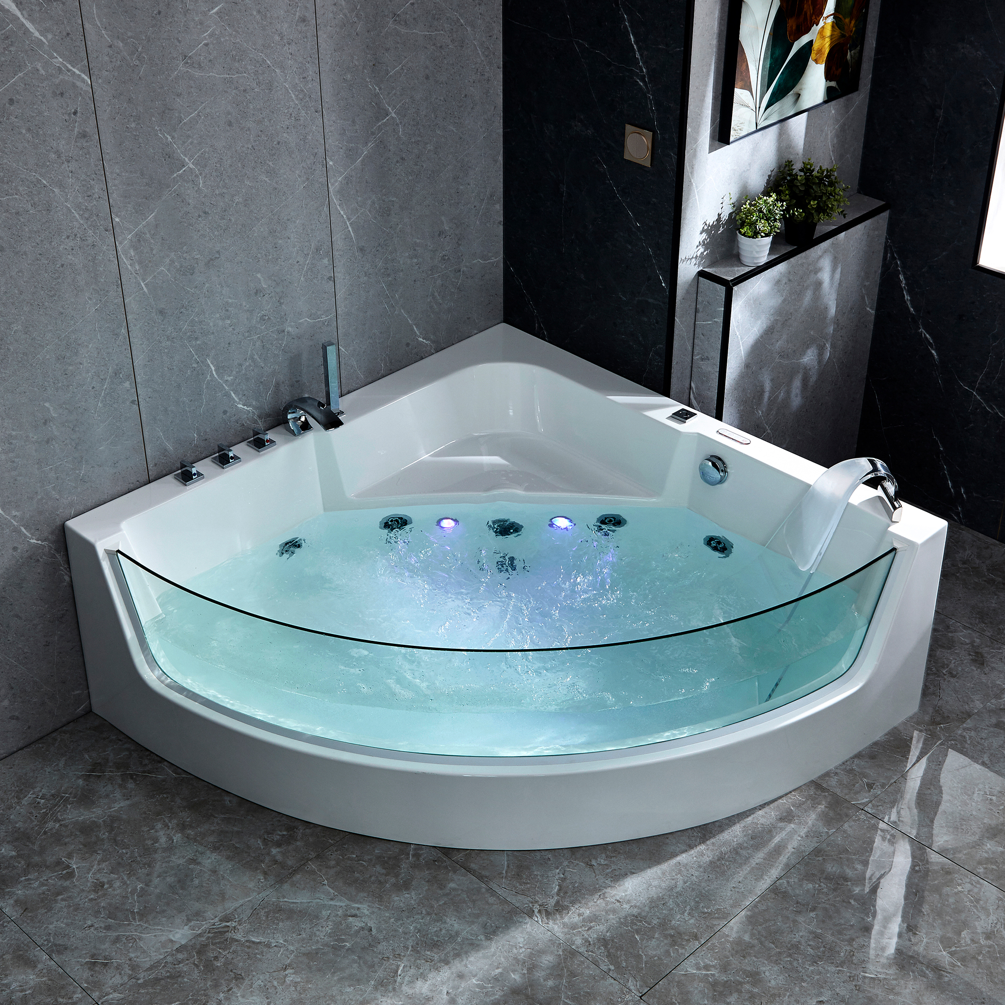 Bubbelbadkar hörn med underhållsvärme | 150x150cm | BK-058 Bubbelbadkar hörn med underhållsvärme | 150x150cm | BK-058