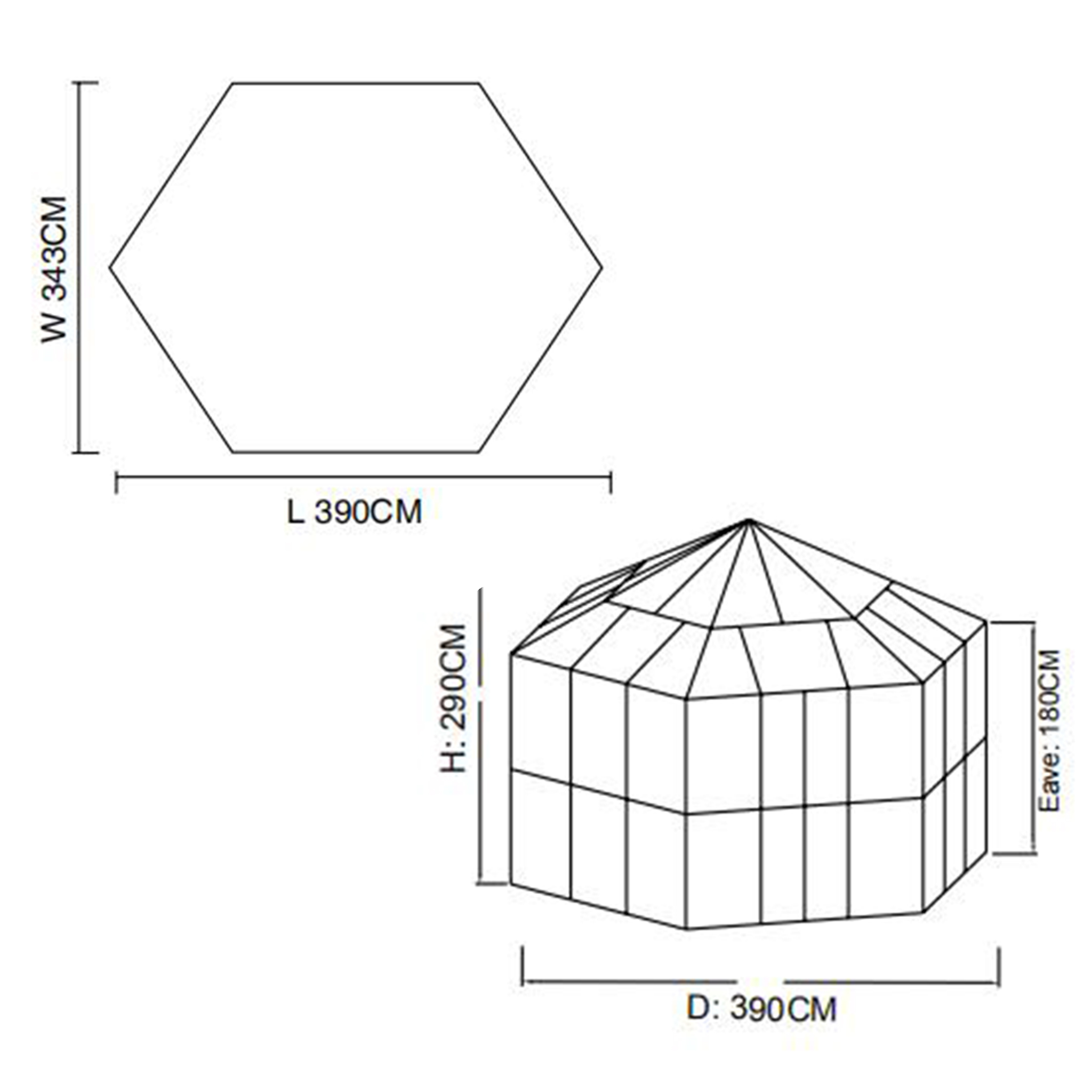 Orangeri/Lusthus 10m² | Sexkantigt växthus | Säkerhetsglas Orangeri/Lusthus 10m² | Sexkantigt växthus | Säkerhetsglas