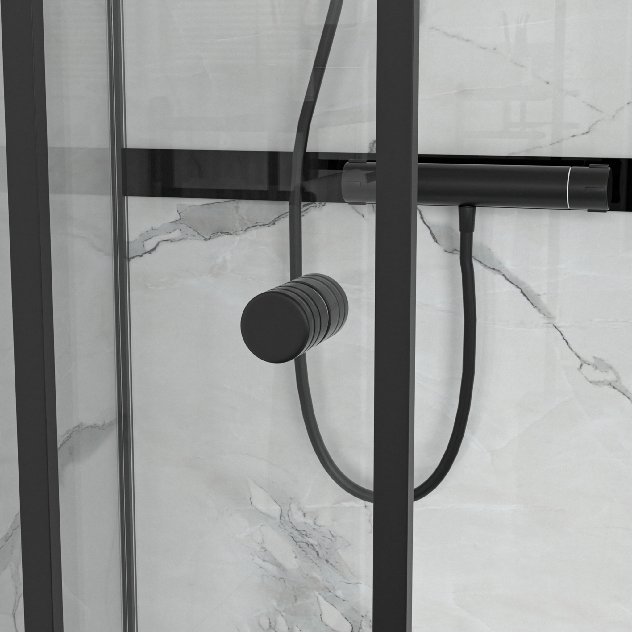 Duschkabin med svart ram | Aluminium och 6mm säkerhetsglas | Sara Duschkabin med svart ram | Aluminium och 6mm säkerhetsglas | Sara