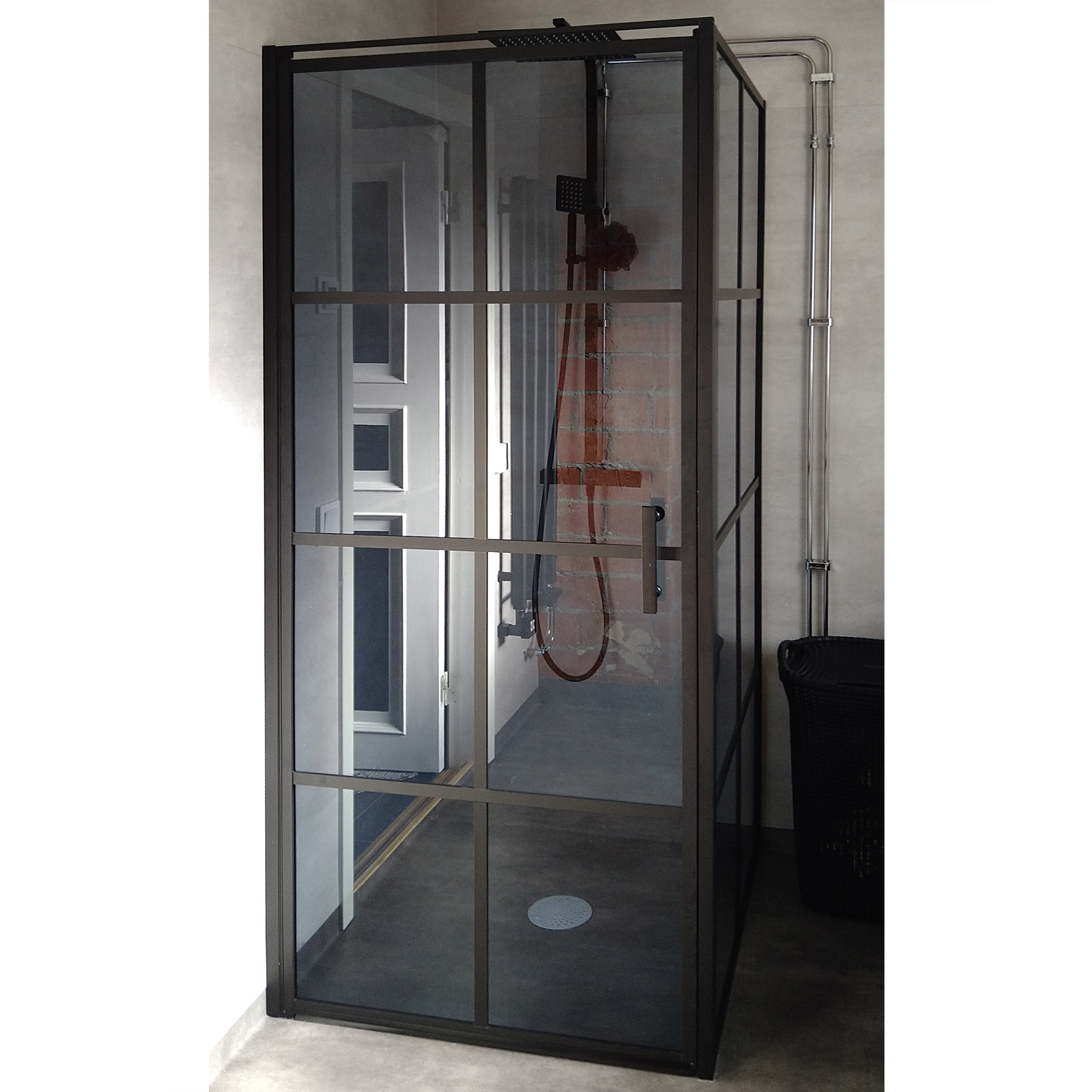 Duschh�rna 90x90x200 | Svarttonat glas | Svart spr�js
