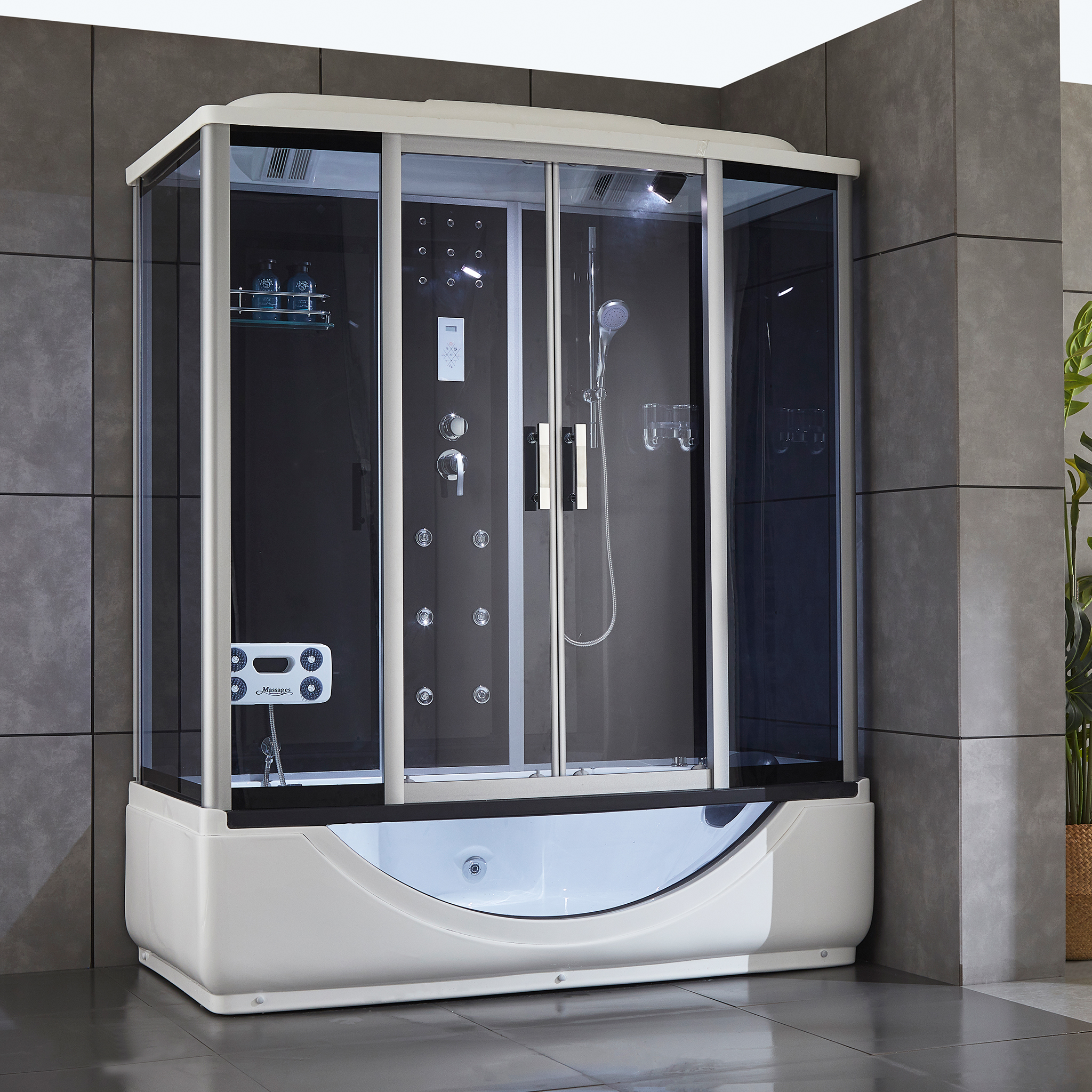 Rektangul&auml;r duschkabin med jacuzzi-badkar