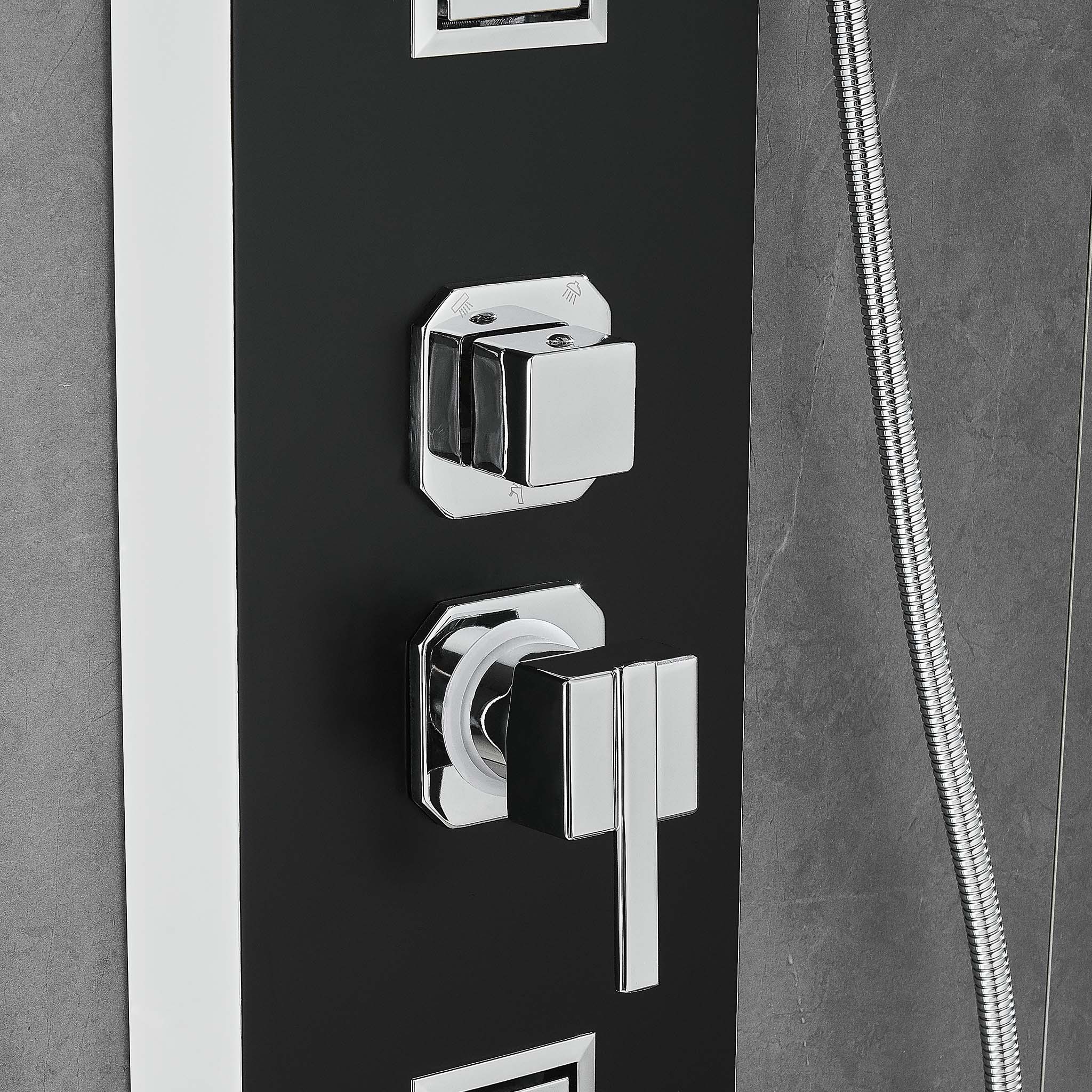 Duschpanel i svartvitt rostfritt stål | Stella Duschpanel i svartvitt rostfritt stål | Stella