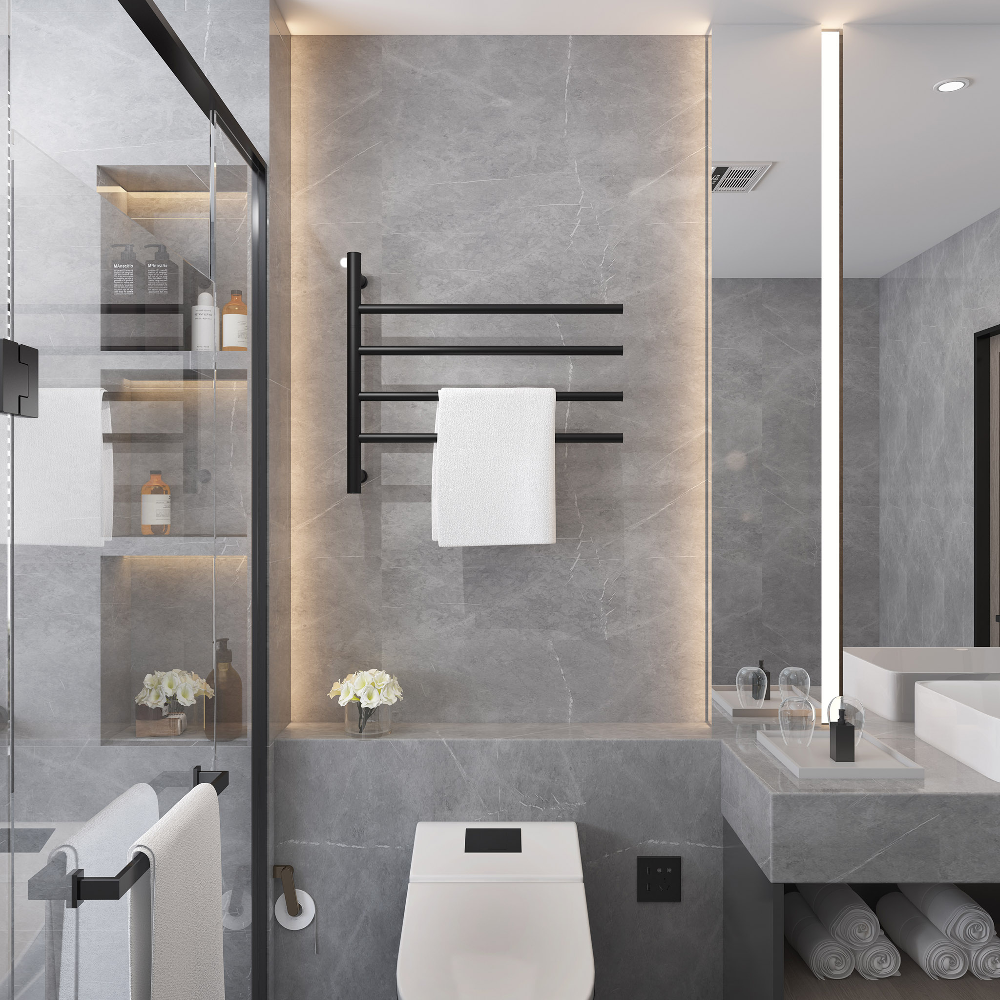 Stor elektrisk handdukstork 63x55x12,5cm | 9007 | Svart Stor elektrisk handdukstork 63x55x12,5cm | 9007 | Svart