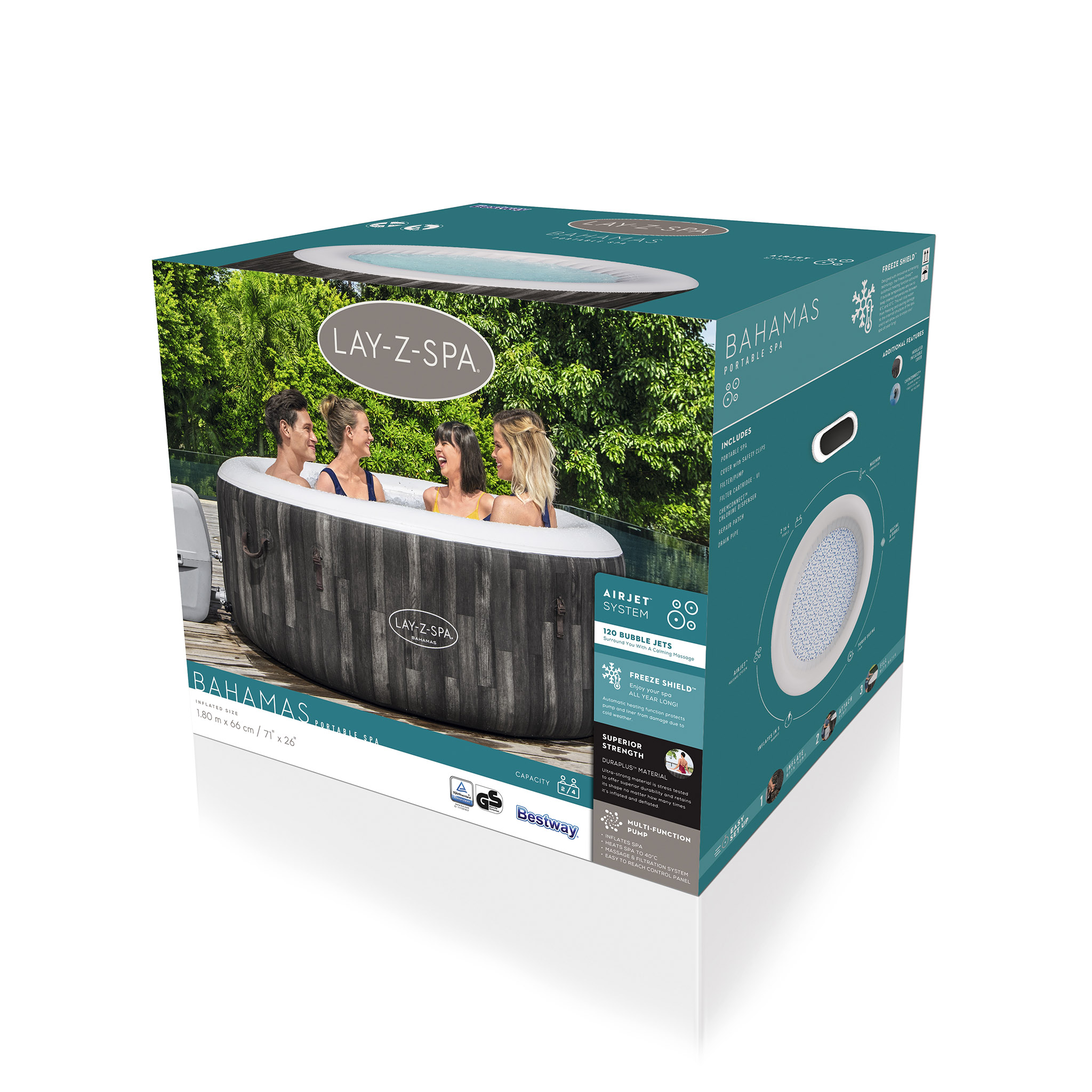 Lay-Z Spa Bahamas AirJet | Bestway uppblåsbart spabad 2-4 personer Lay-Z Spa Bahamas AirJet | Bestway uppblåsbart spabad 2-4 personer