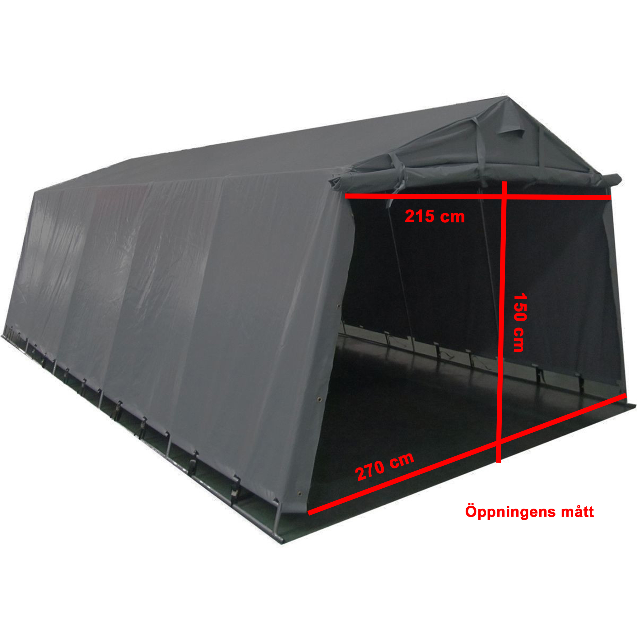 Garagetält 2,7x5,1m | 13,7m² - 200g/m² | PE - Grå Garagetält 2,7x5,1m | 13,7m² - 200g/m² | PE - Grå