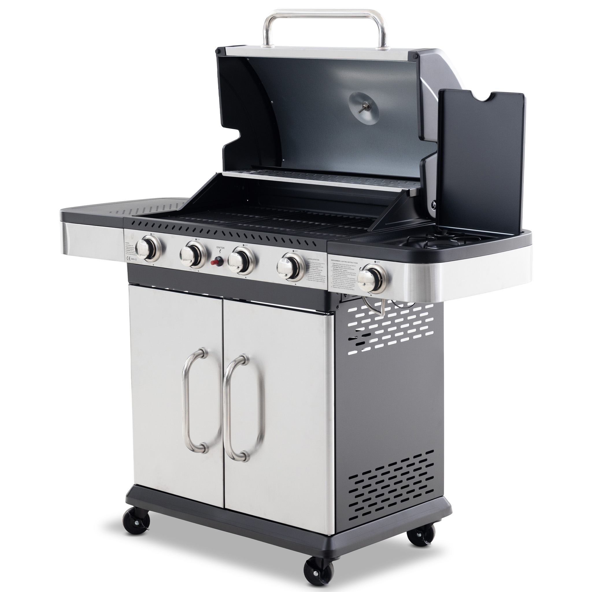 Gasolgrill 14.5 kW | 4 rostfria brännare & 1 sidobrännare | St. Louis Gasolgrill 14.5 kW | 4 rostfria brännare & 1 sidobrännare | St. Louis