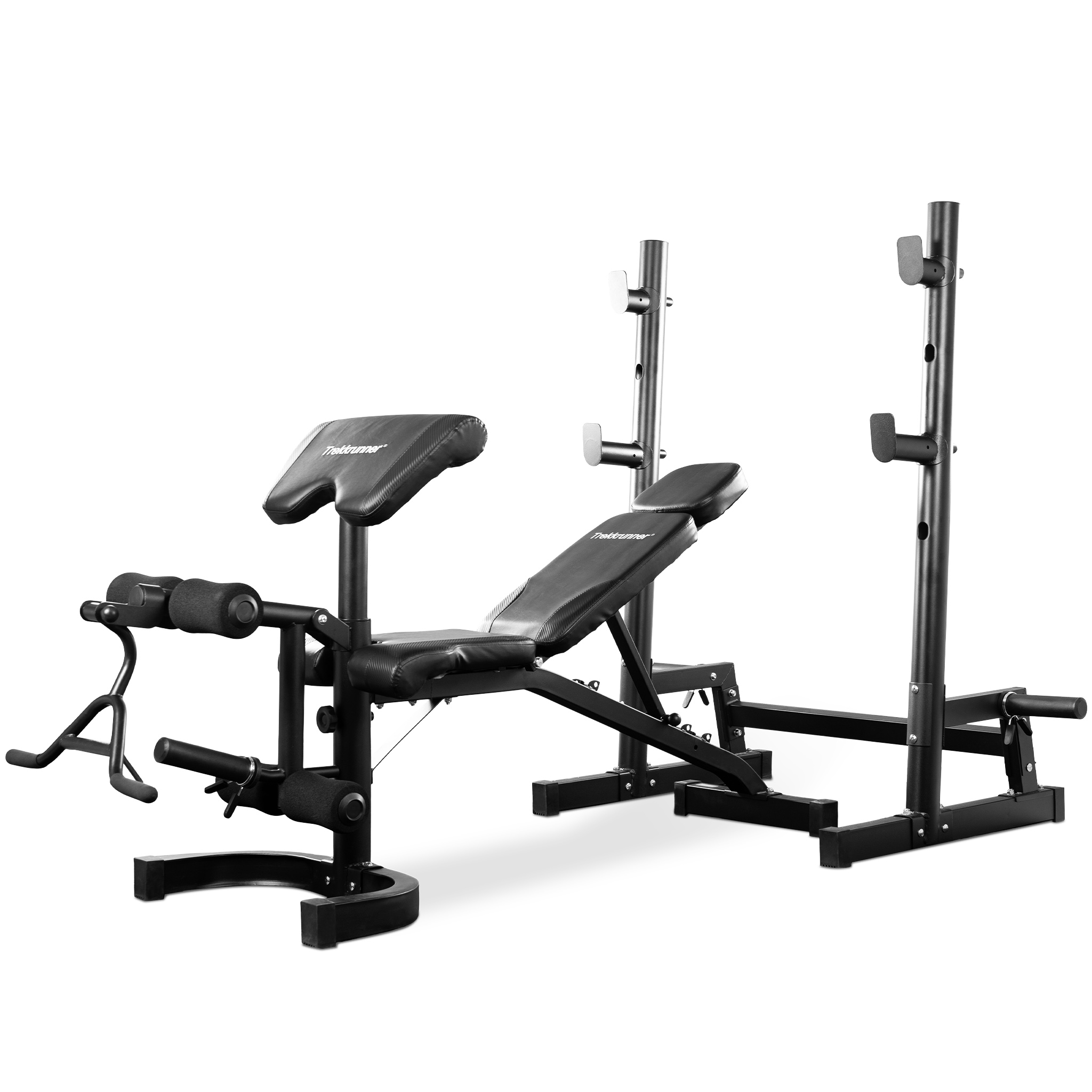 Ställbar träningsbänk | Bänkpress, benspark, leg curl & bicepscurl Ställbar träningsbänk | Bänkpress, benspark, leg curl & bicepscurl