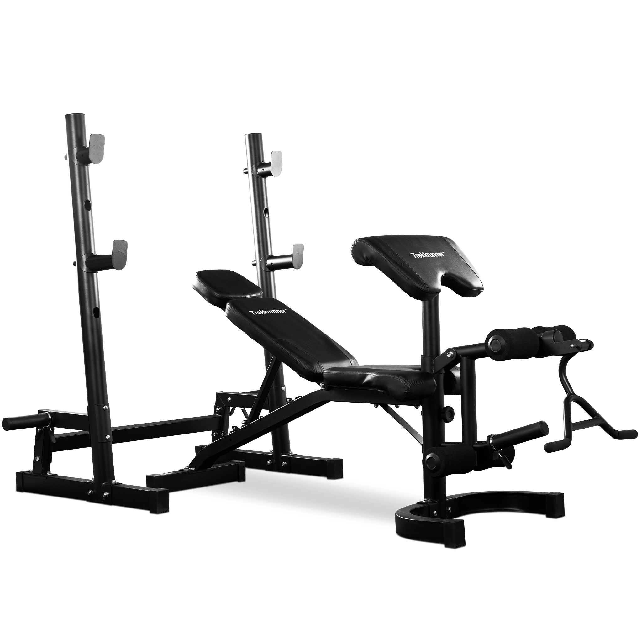 Ställbar träningsbänk | Bänkpress, benspark, leg curl & bicepscurl Ställbar träningsbänk | Bänkpress, benspark, leg curl & bicepscurl