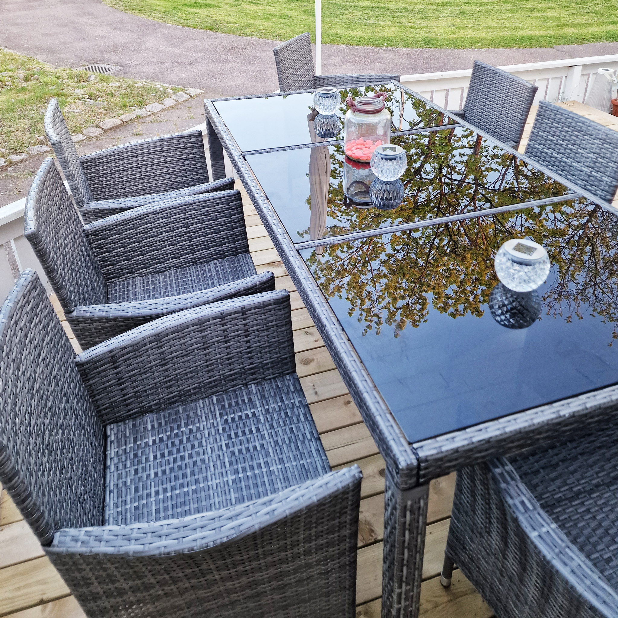 Matgrupp utemöbler med 8 stolar | Dynor ingår | Grå | Lyfco Lysekil Matgrupp utemöbler med 8 stolar | Dynor ingår | Grå | Lyfco Lysekil