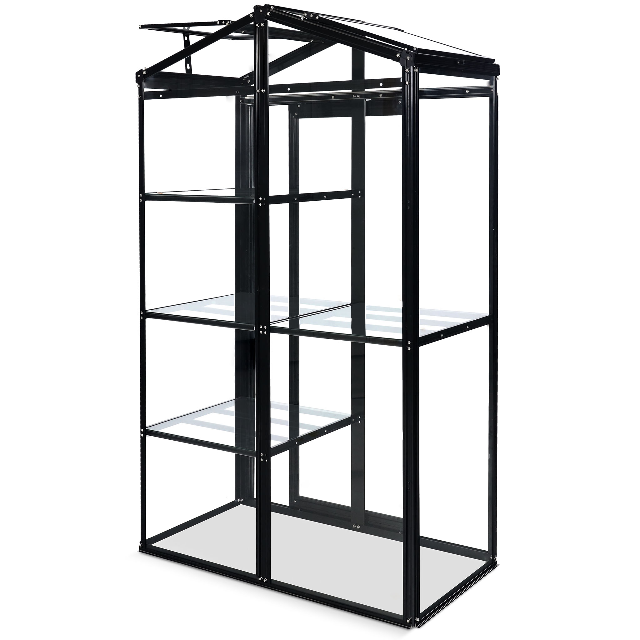 Högt miniväxthus V-tak | 4mm säkerhetsglas | Svart Högt miniväxthus V-tak | 4mm säkerhetsglas | Svart