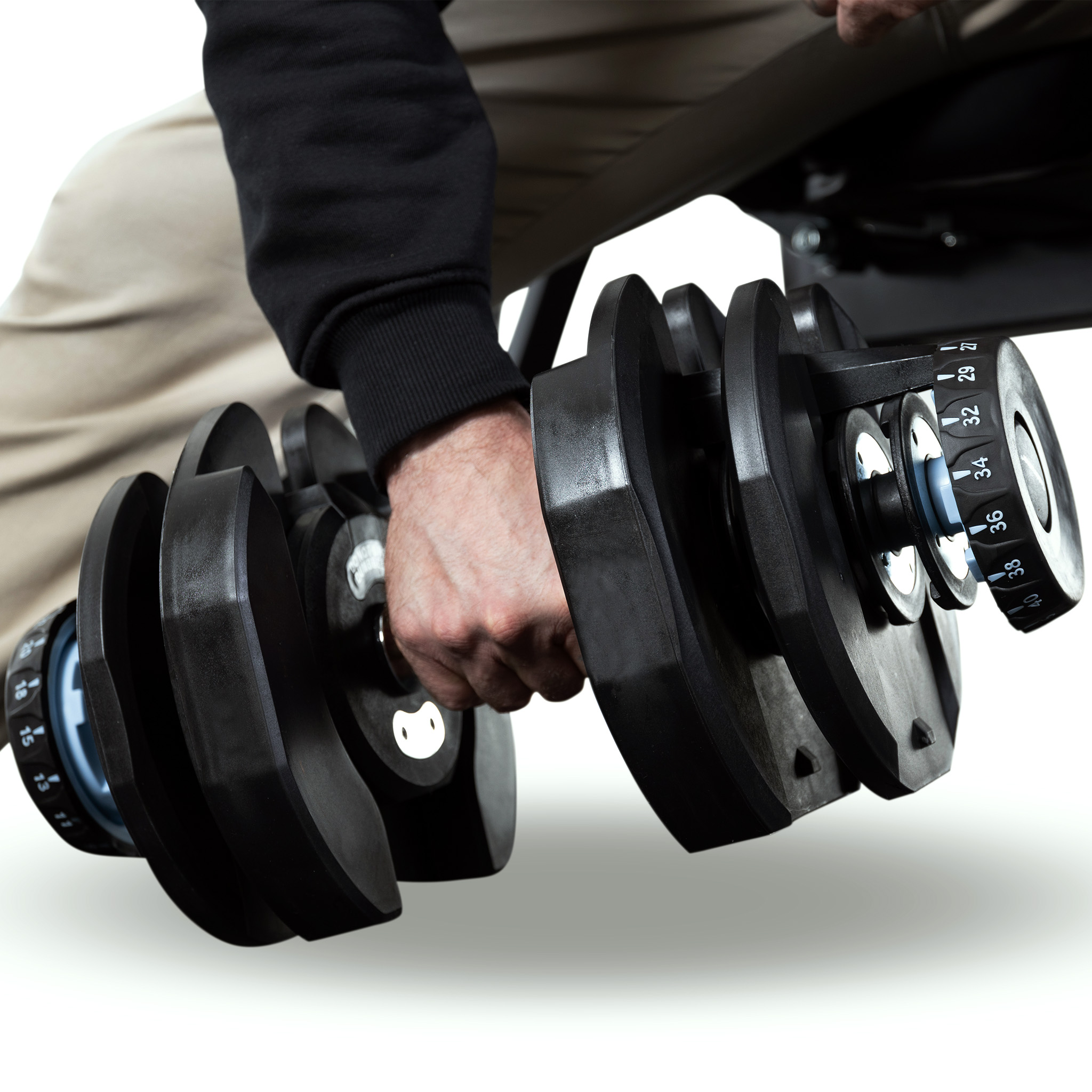 Justerbara hantlar 2x40kg med st�ll | St�llbar vikt 5-40kg | Trekkrunner