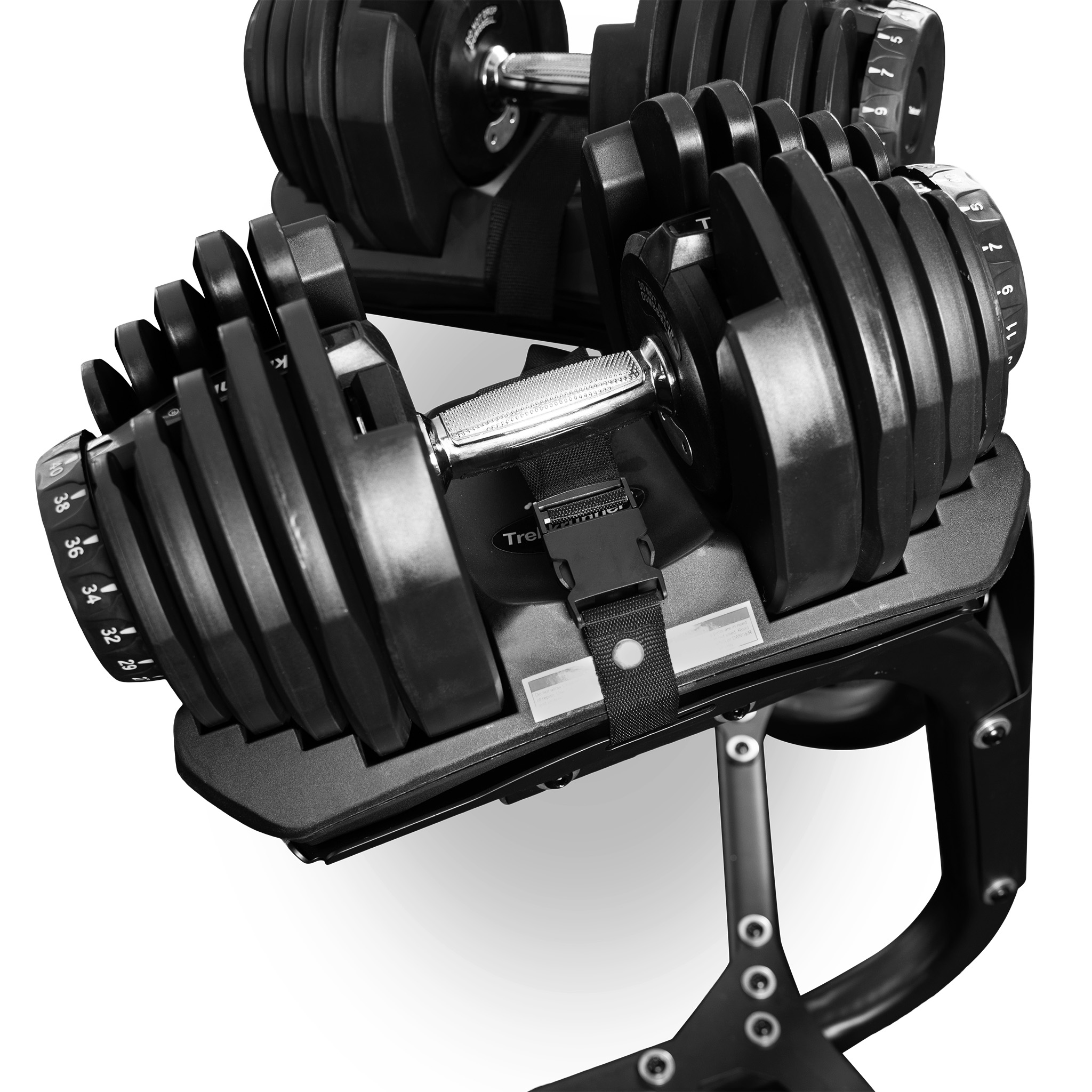 Justerbara hantlar 2x40kg med st�ll | St�llbar vikt 5-40kg | Trekkrunner