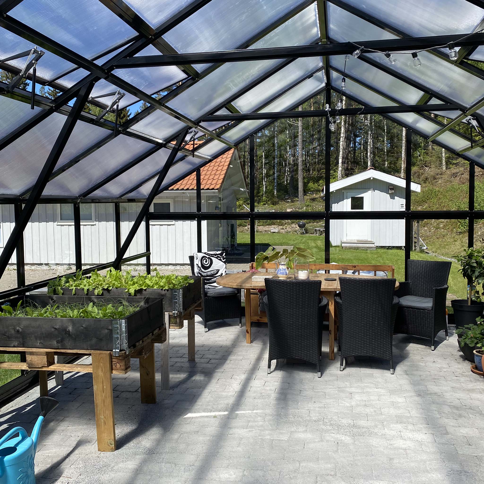 Extra brett premium glasväxthus 31m² | Stormgaranti och säkerhetsglas Extra brett premium glasväxthus 31m² | Stormgaranti och säkerhetsglas