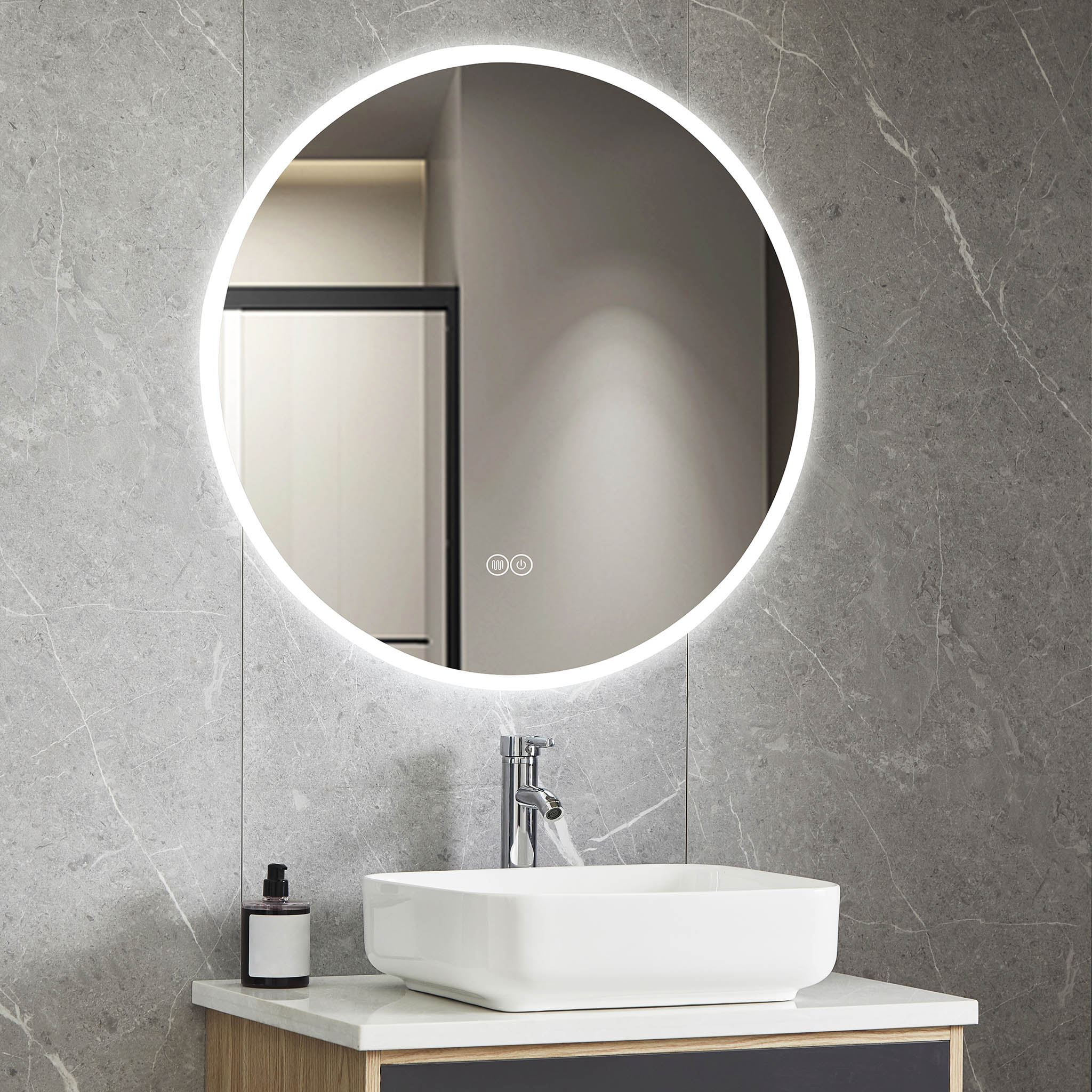 Rund badrumsspegel 80cm | LED-belysning & anti-fog