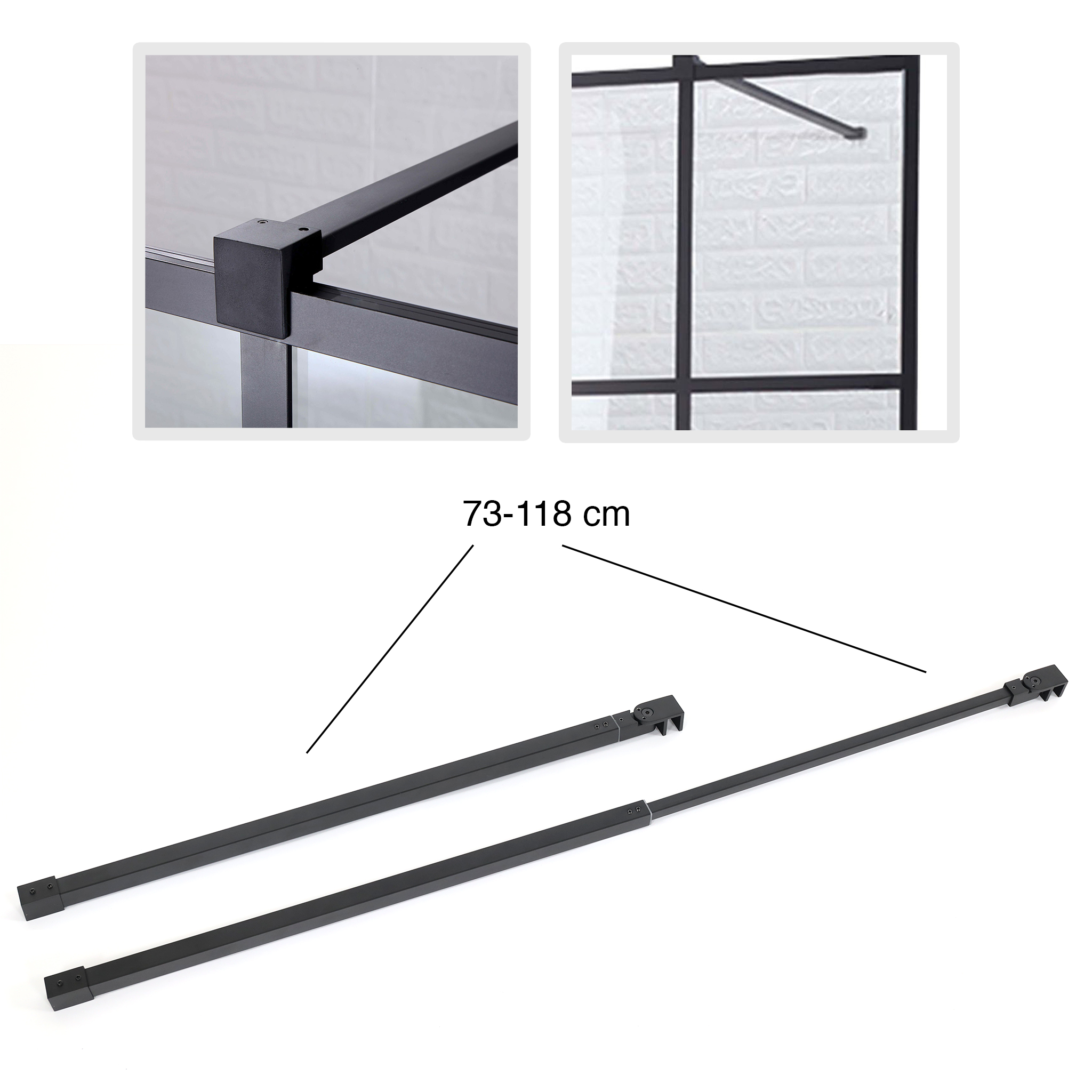 Duschväggar med svarta profiler | 8mm säkerhetsglas Duschväggar med svarta profiler | 8mm säkerhetsglas