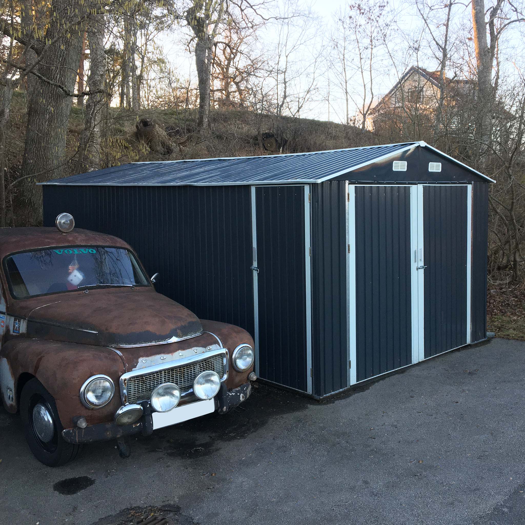 Pl�tgarage 18m� | Dubbel d�rr |�Komplett byggsats