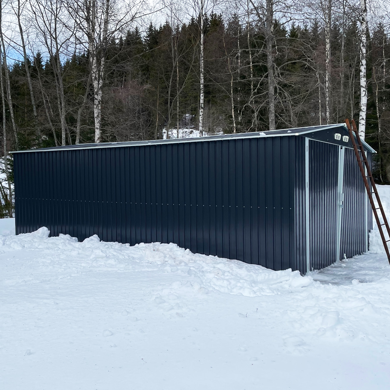 Pl�tgarage 23m� | Dubbel d�rr | Komplett byggsats | Premium