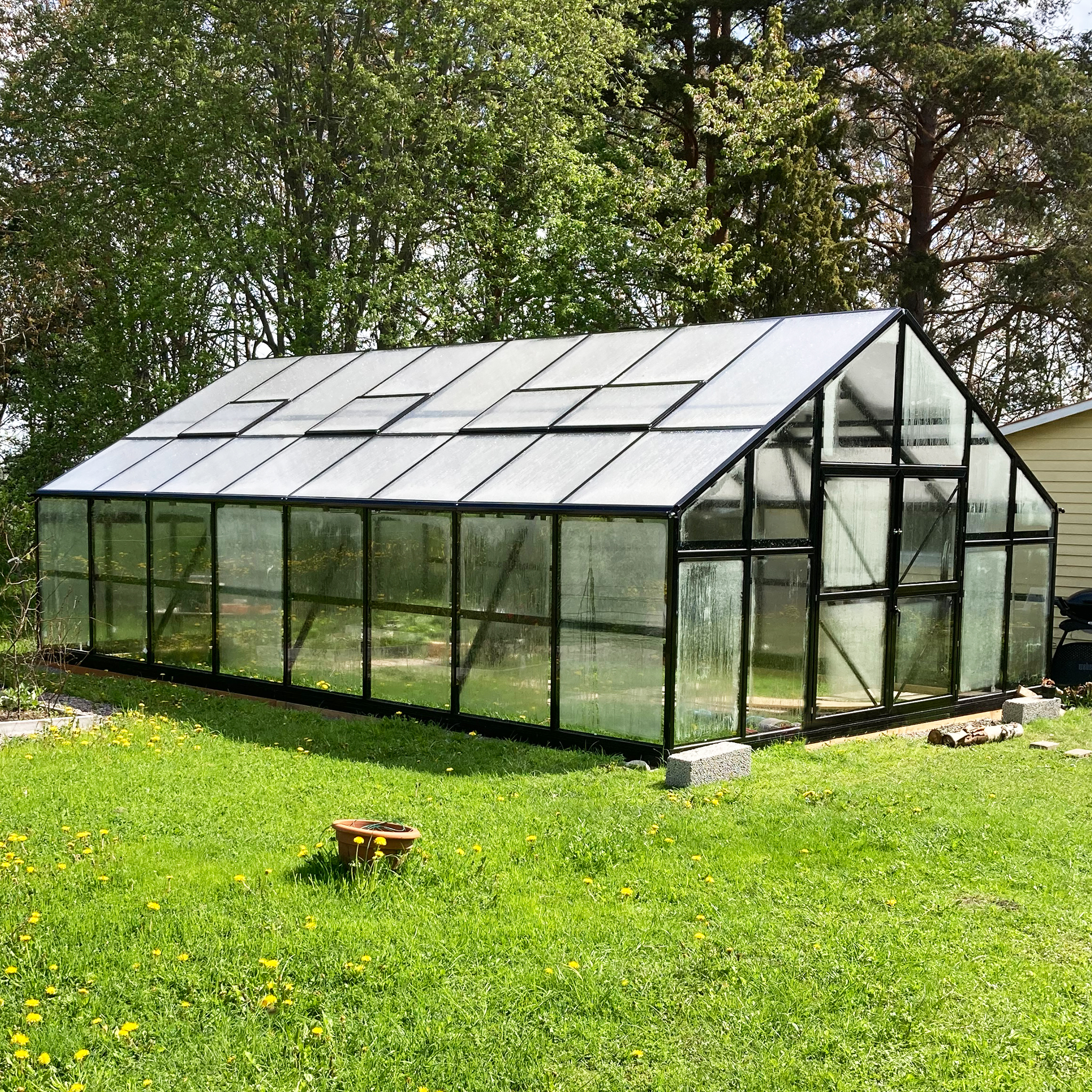 Extra brett premium glasväxthus 41m² | Stormgaranti och säkerhetsglas Extra brett premium glasväxthus 41m² | Stormgaranti och säkerhetsglas