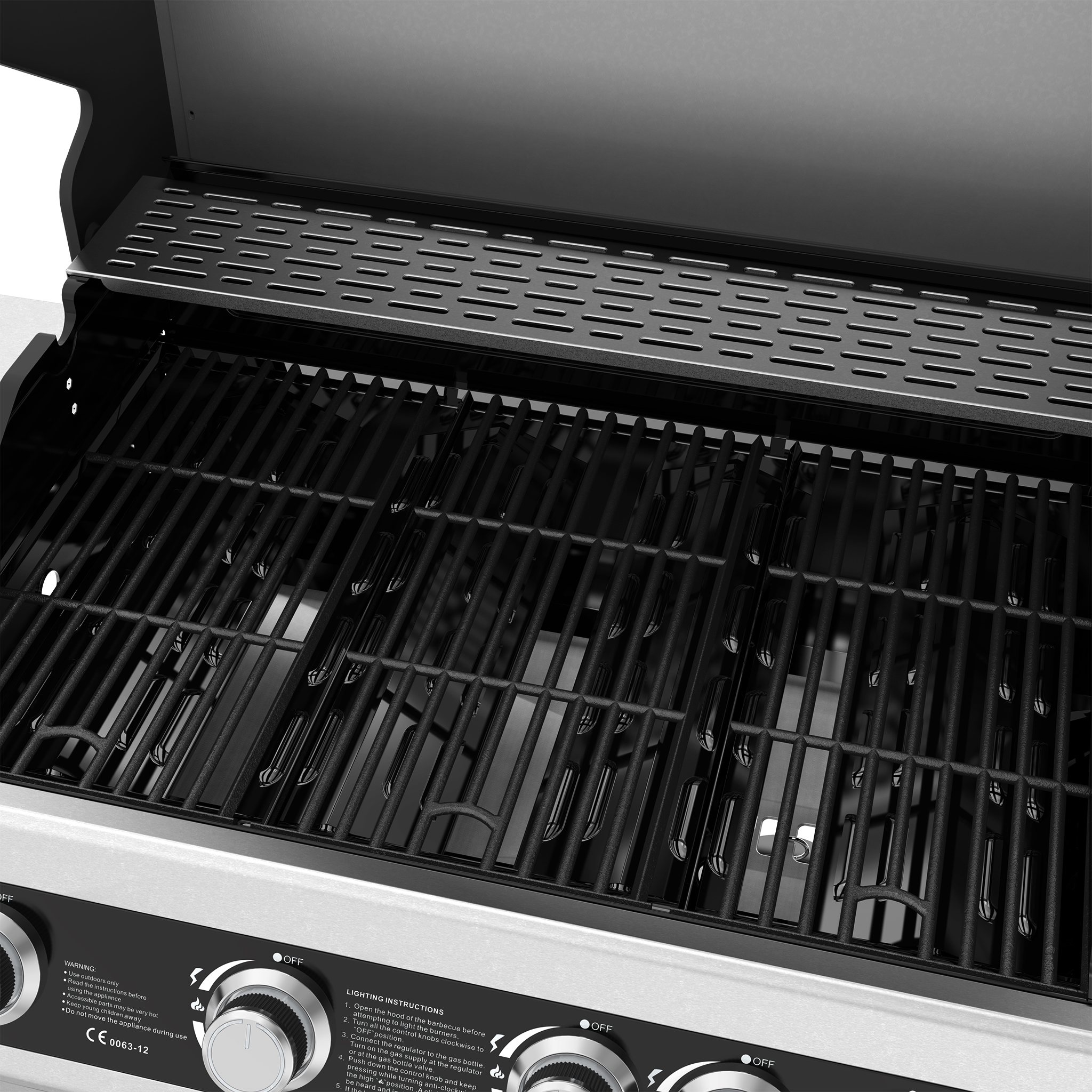Rostfri gasolgrill med sidobrännare | Lock med glasfönster | Kansas Rostfri gasolgrill med sidobrännare | Lock med glasfönster | Kansas