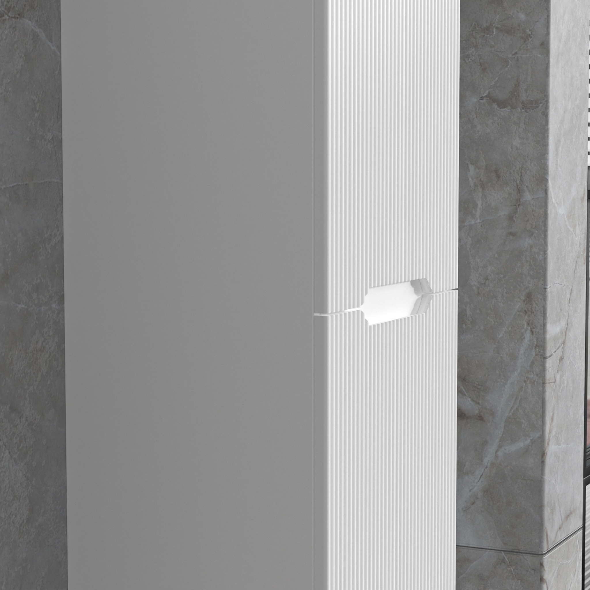 Badrumspaket | Kommod 101cm | Rund LED-spegel | Tuba - Vit Badrumspaket | Kommod 101cm | Rund LED-spegel | Tuba - Vit