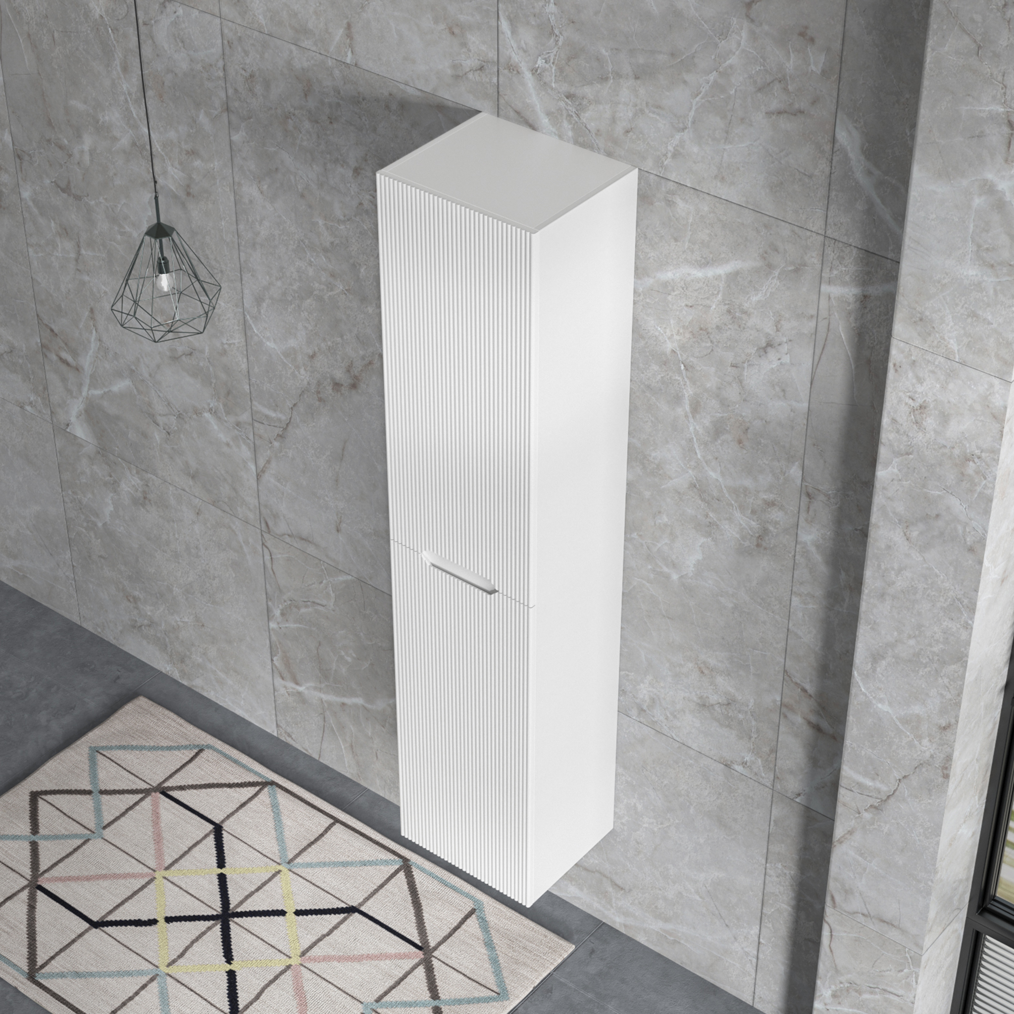 Badrumspaket | Kommod 101cm | Rund LED-spegel | Tuba - Vit Badrumspaket | Kommod 101cm | Rund LED-spegel | Tuba - Vit