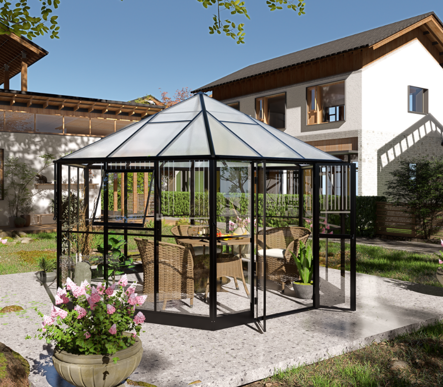 Gazebo 12,7m² | Stort premiumväxthus| Stormgaranti | 4 mm säkerhetsglas Gazebo 12,7m² | Stort premiumväxthus| Stormgaranti | 4 mm säkerhetsglas