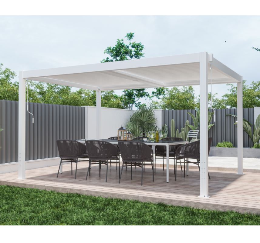Pergola | Öppningsbart lamelltak | 4x3 | Vit Pergola | Öppningsbart lamelltak | 4x3 | Vit