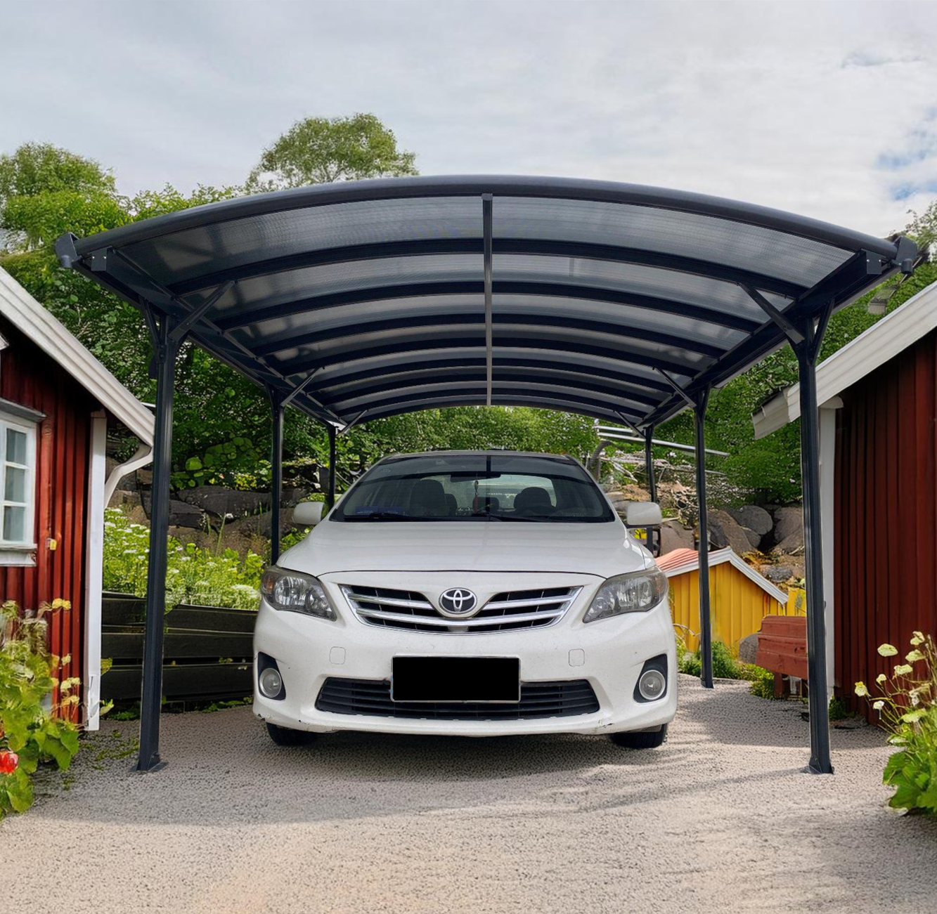 Carport 17m� | Aluminiumram med kanalplasttak |H�llbar design