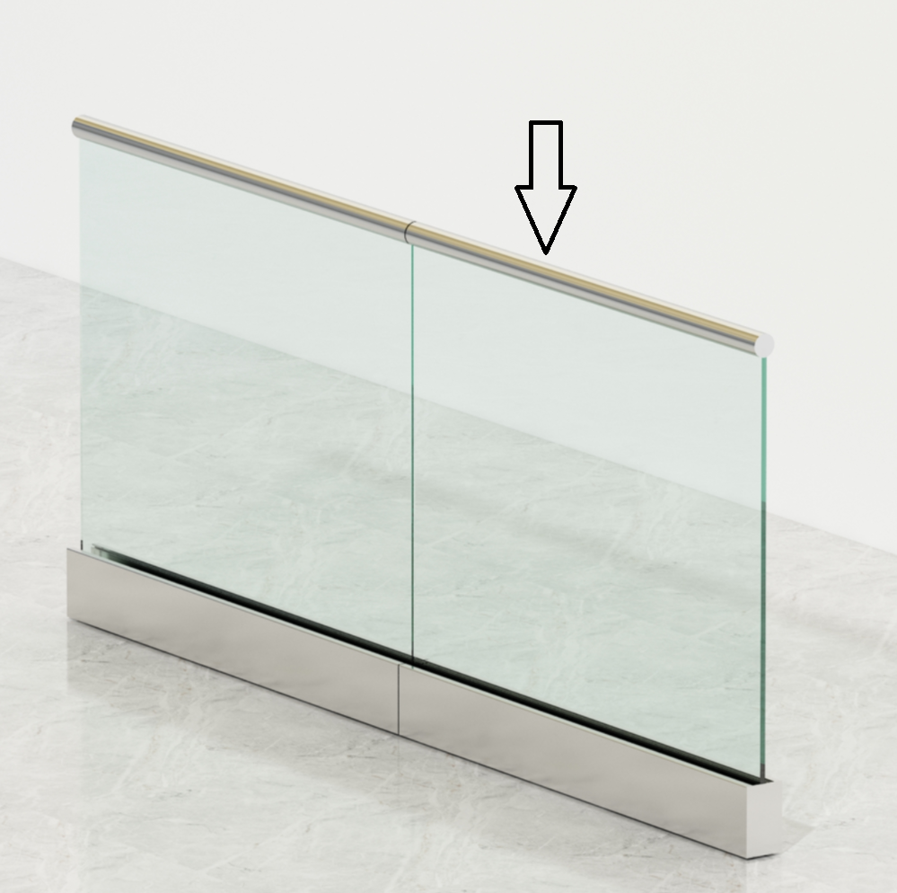 Aluminiumr�cke f�r stolpfritt glasr�cke | 51 mm Rund Tub | Passar till modellen Julius