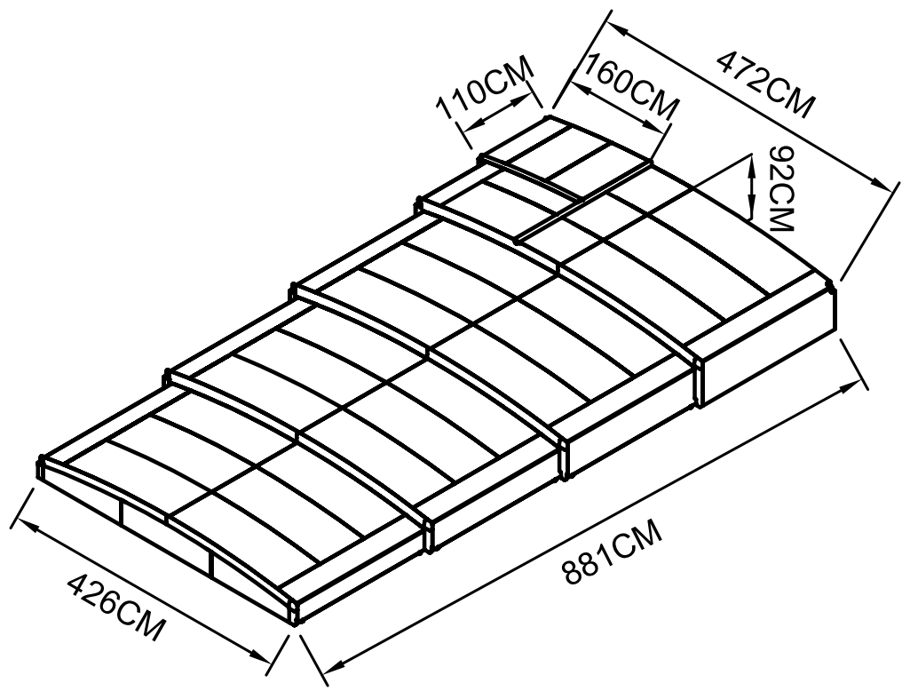 Pooltak 4x8m | Utan skenor | UV-skydd Pooltak 4x8m | Utan skenor | UV-skydd