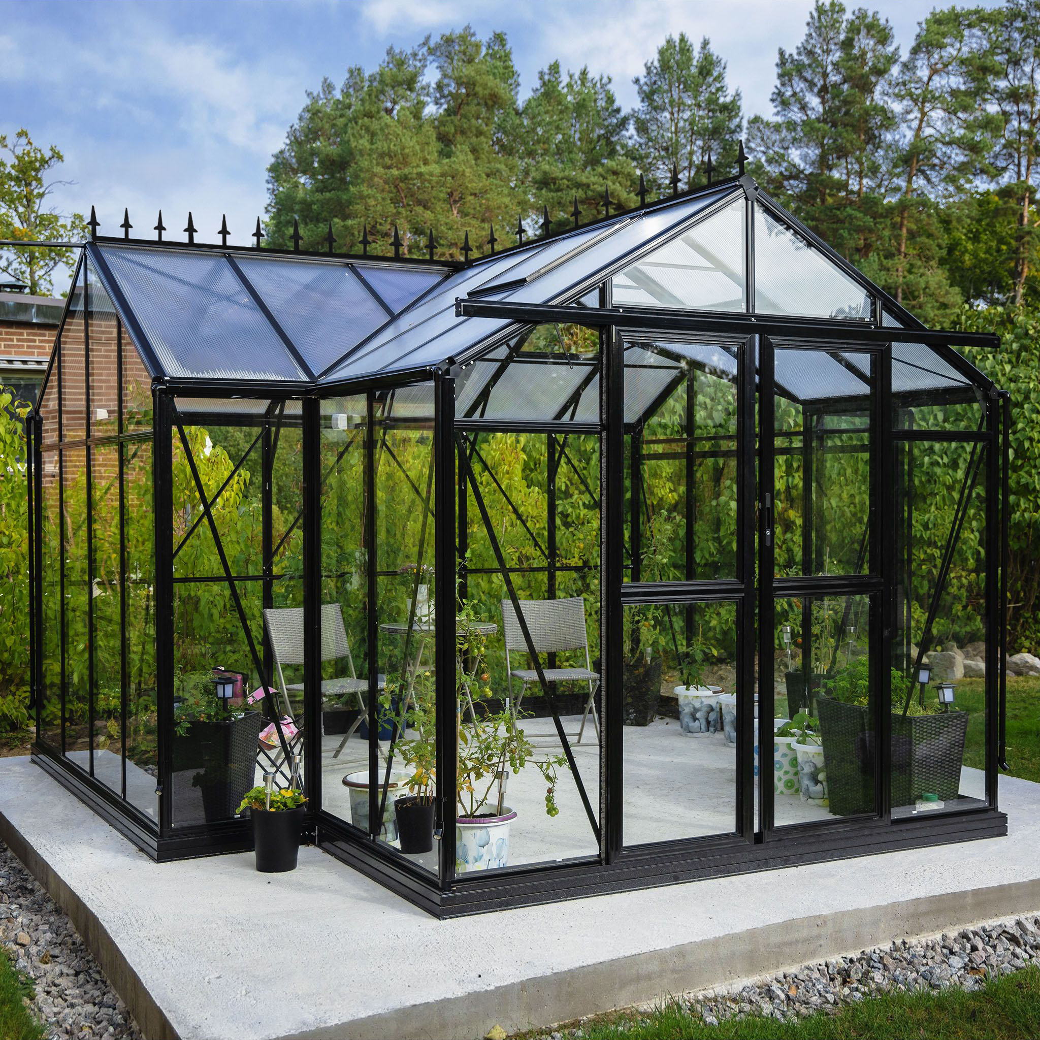 Nockdekoration till T-format växthus 12,8 m² Nockdekoration till T-format växthus 12,8 m²