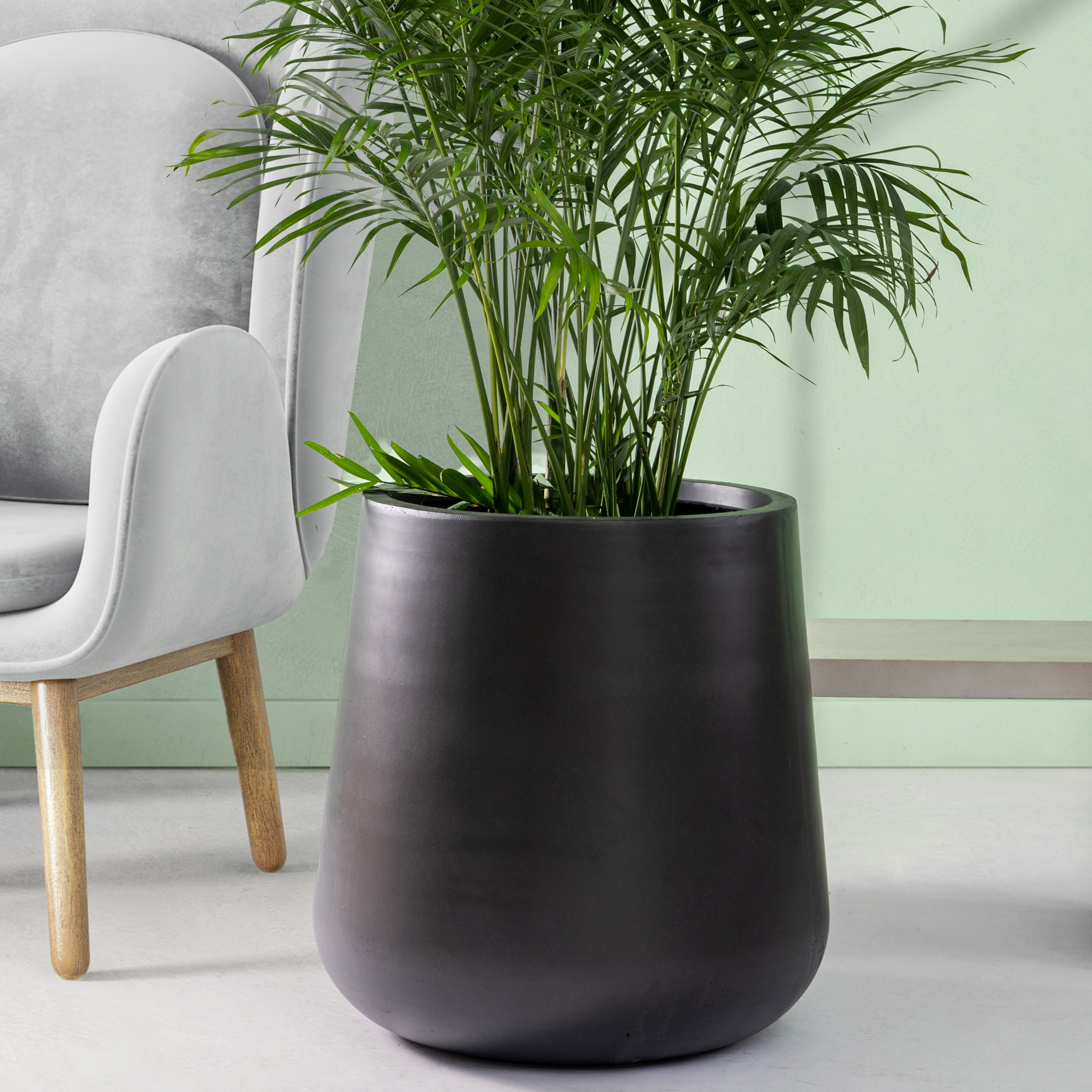 Fiberarmerad utomhuskruka - Rund - Svart