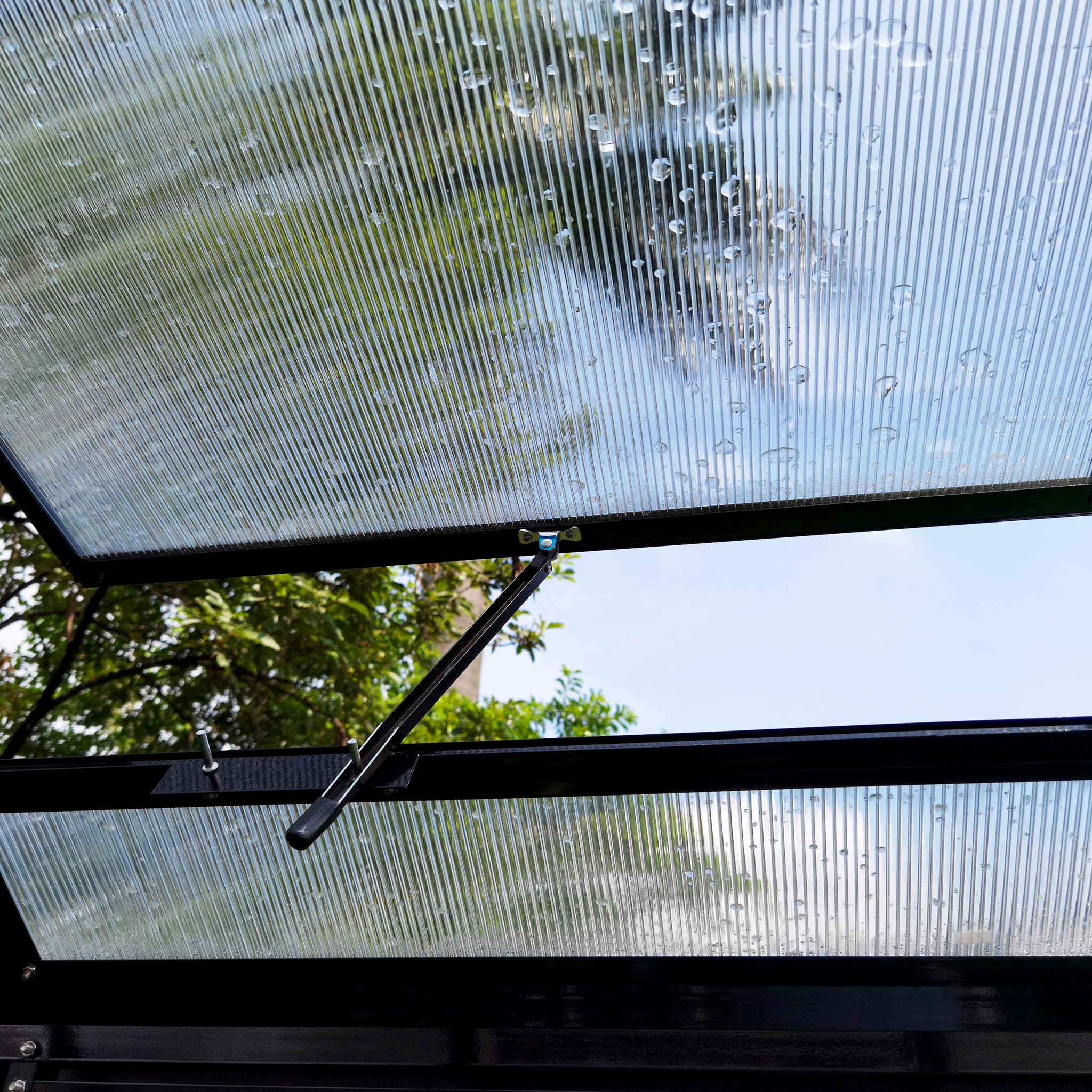 Växthus med adaptiv dörrplacering 3,5m² | 4mm säkerhetsglas | Svart Växthus med adaptiv dörrplacering 3,5m² | 4mm säkerhetsglas | Svart