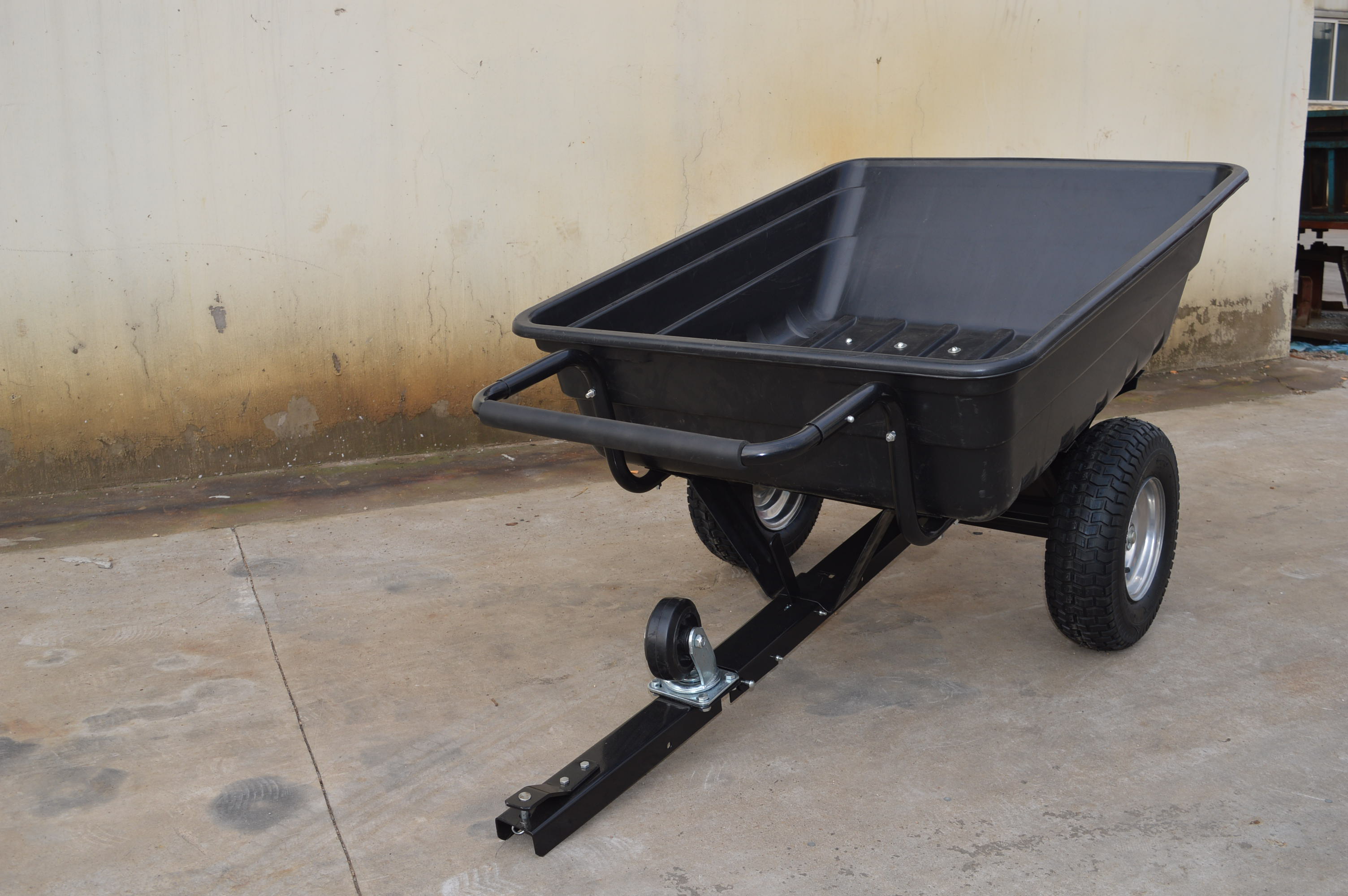 Transportvagn med tippfunktion | 300KG Lastkapacitet & terr�nghjul | Skjut & dragbar | Svart