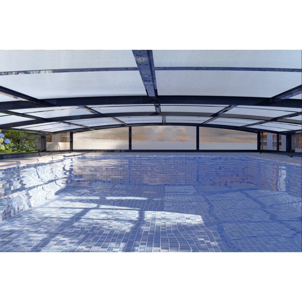 Pooltak 5x10m | Utan skenor | UV-skydd | Flexibel dörr Pooltak 5x10m | Utan skenor | UV-skydd | Flexibel dörr