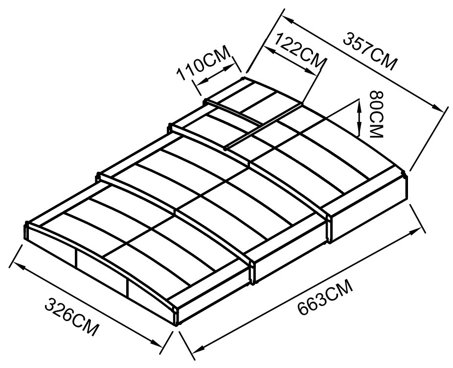 Pooltak 3x6m | Utan skenor | UV-skydd | Justerbar dörr Pooltak 3x6m | Utan skenor | UV-skydd | Justerbar dörr