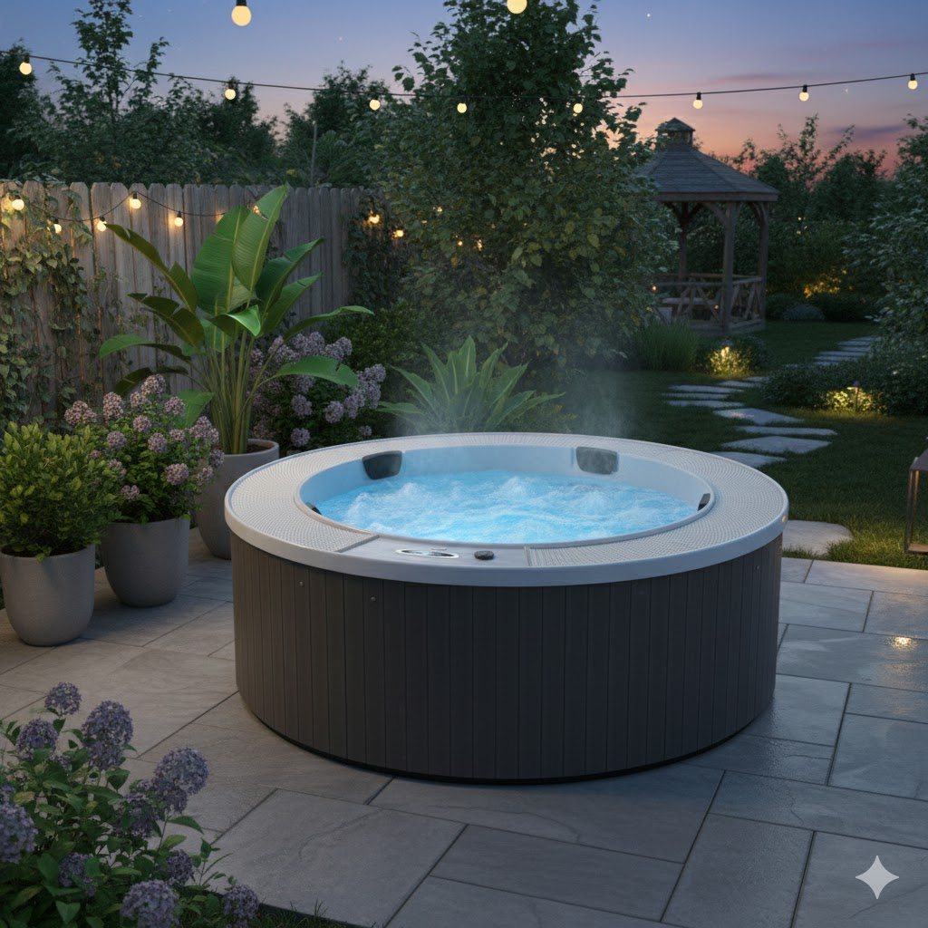 Spabad Galaxy | Ø220cm runt utespa | 21 jets massage | Balboa® styrsystem & Lucite® akryl Spabad Galaxy | Ø220cm runt utespa | 21 jets massage | Balboa® styrsystem & Lucite® akryl